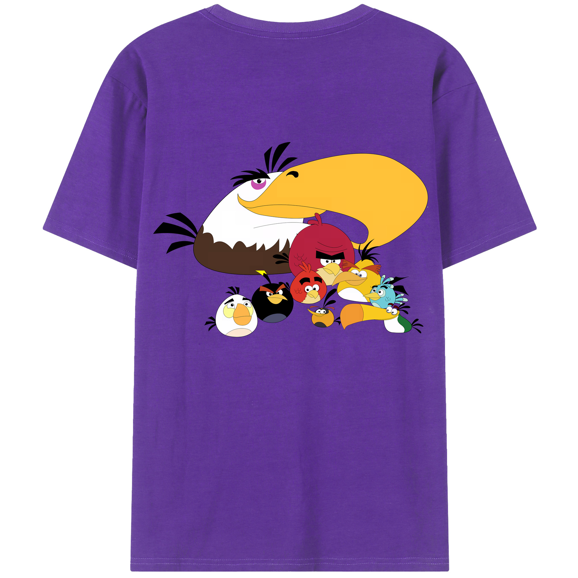 （画像用） Angry Birds アングリーバード 綿100％ メンズ半袖Tシャツ（バックプリント） 通気性