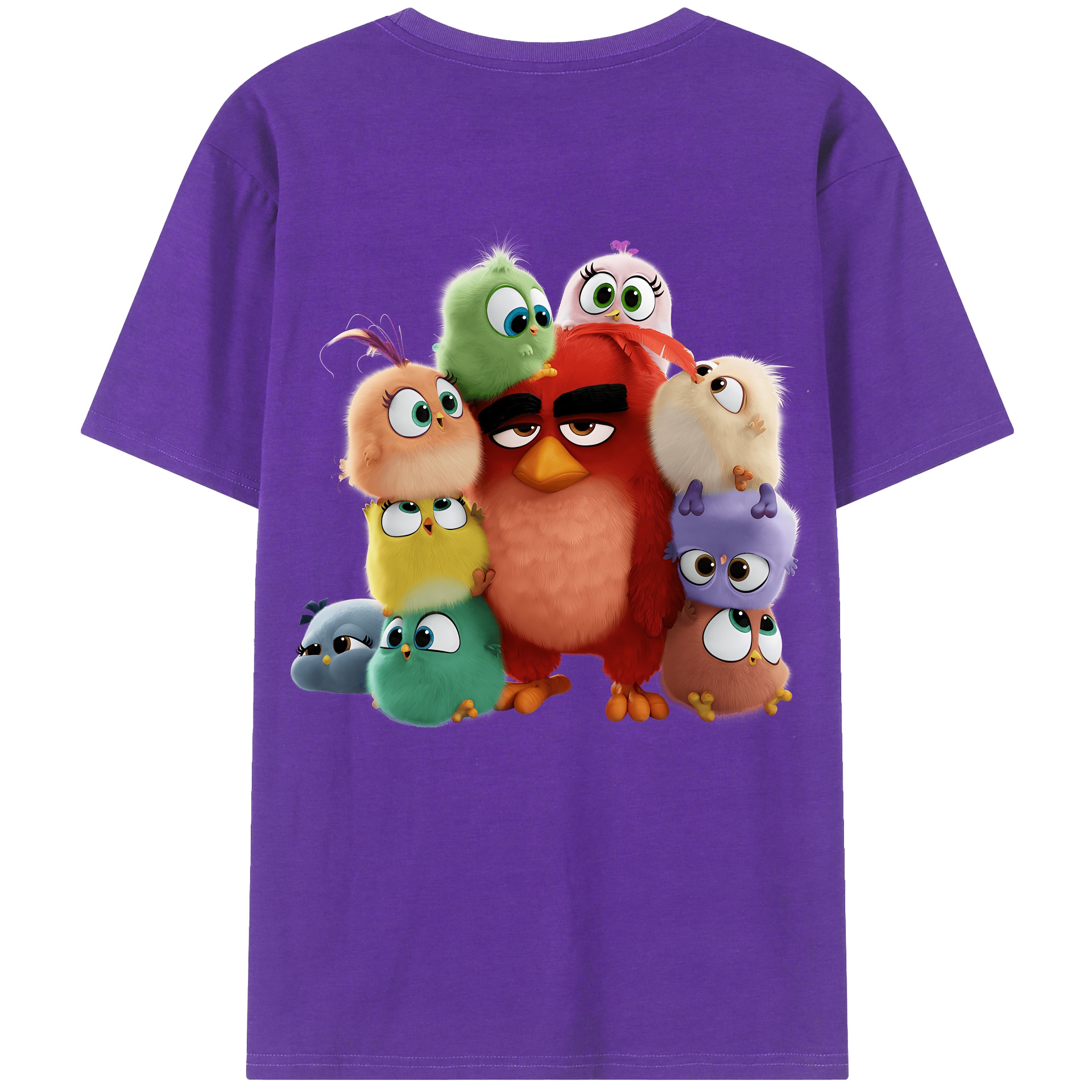 （画像用） Angry Birds アングリーバード 綿100％ メンズ半袖Tシャツ（バックプリント） 通気性