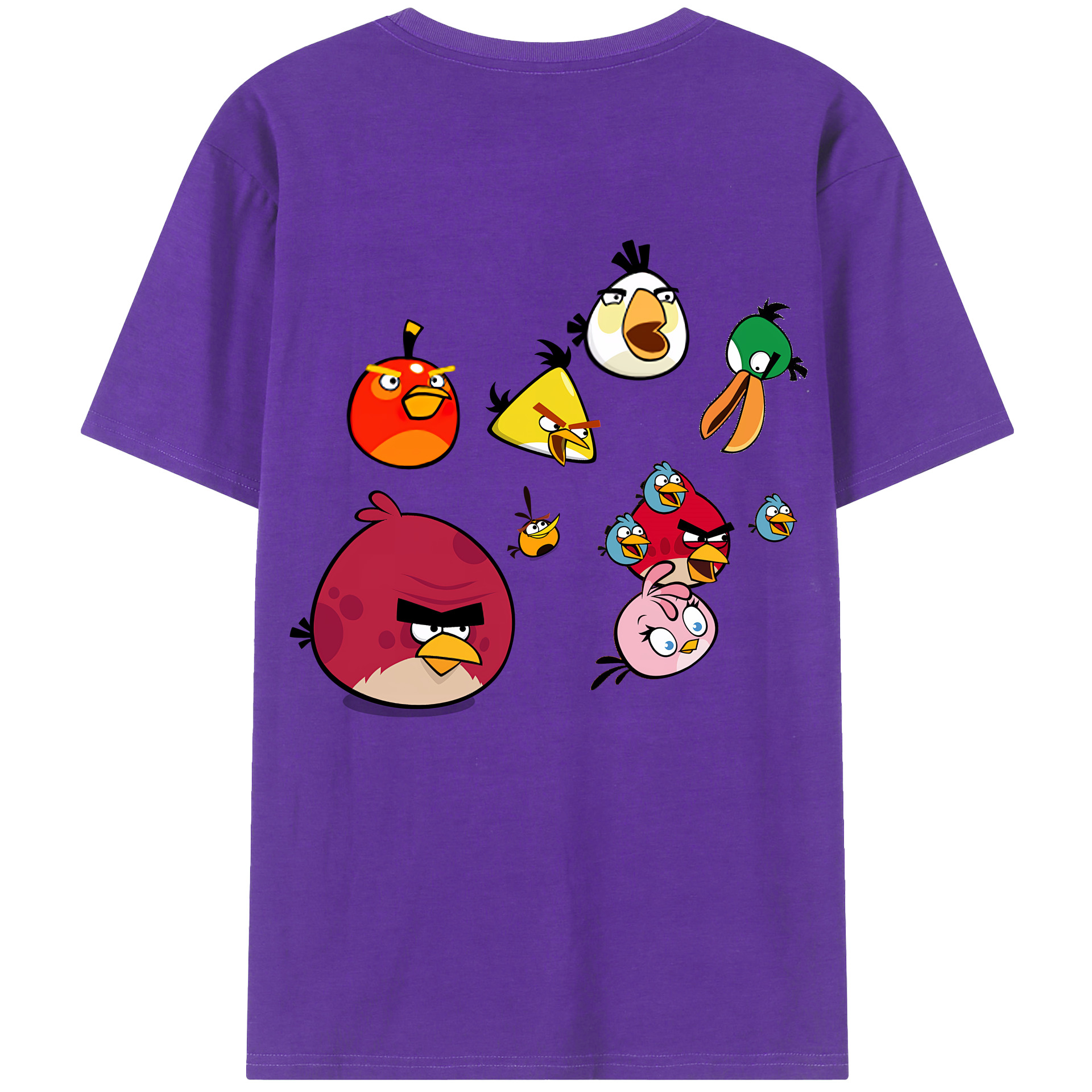 （画像用） Angry Birds アングリーバード 綿100％ メンズ半袖Tシャツ（バックプリント） 通気性
