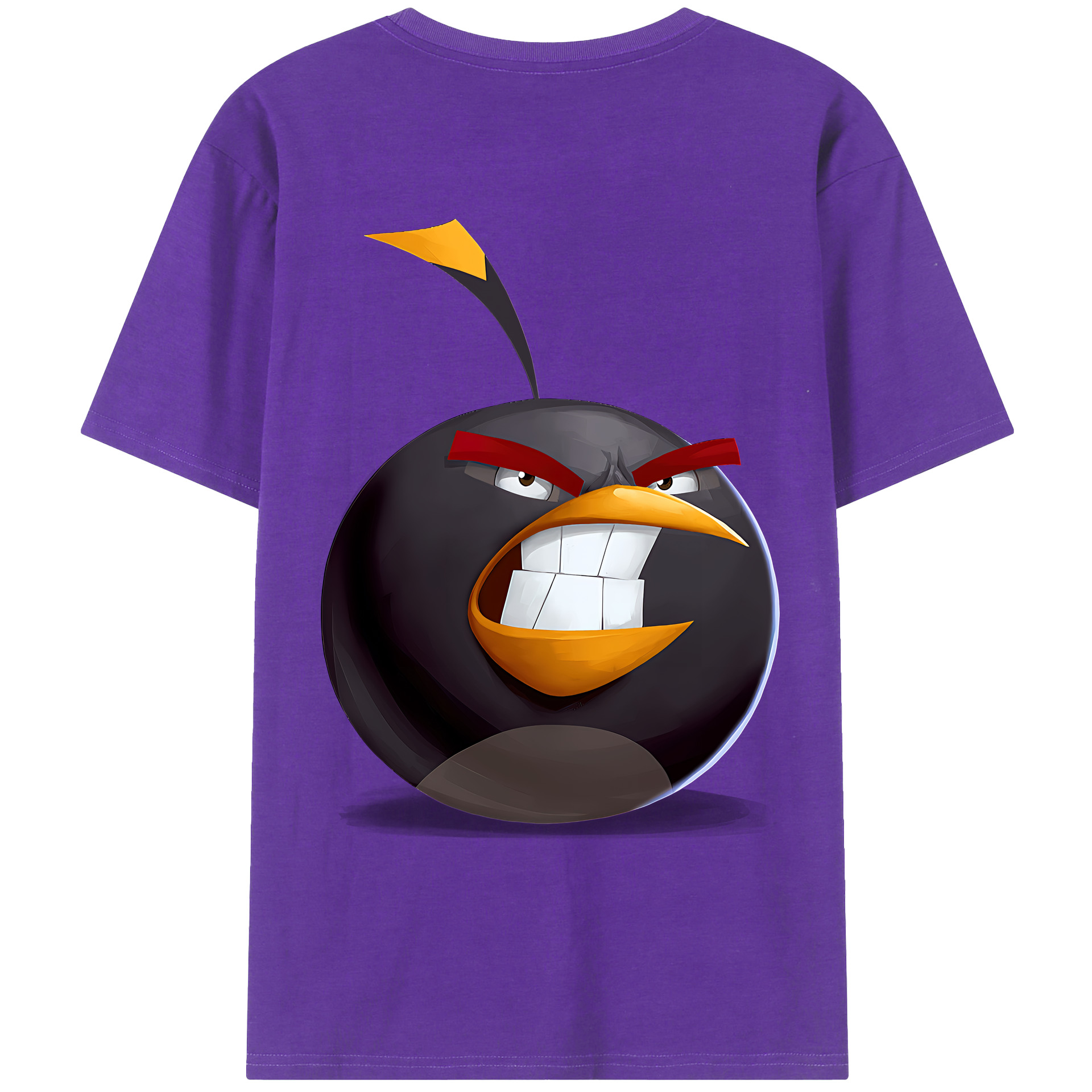 （画像用） Angry Birds アングリーバード 綿100％ メンズ半袖Tシャツ（バックプリント） 通気性