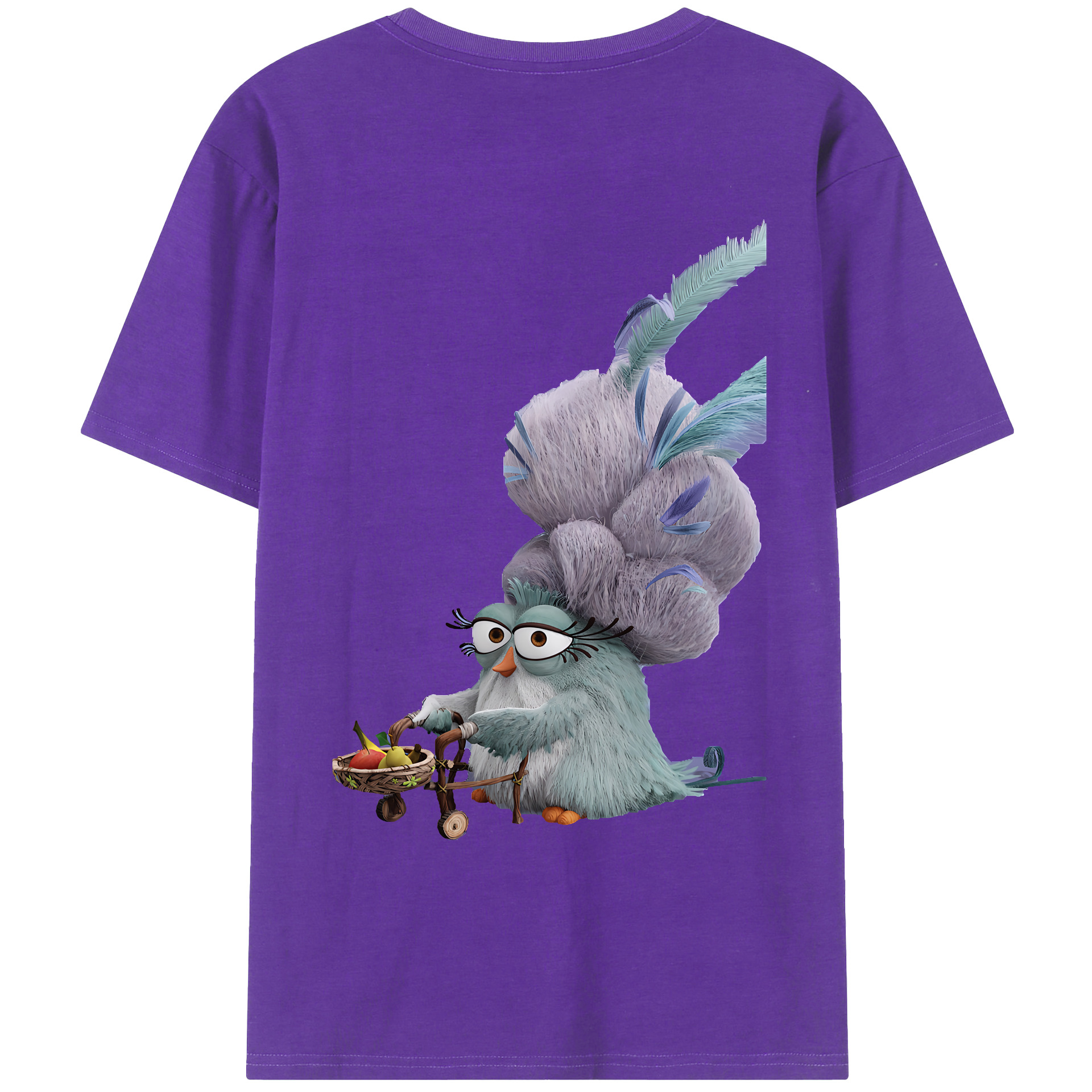 （画像用） Angry Birds アングリーバード 綿100％ メンズ半袖Tシャツ（バックプリント） 通気性