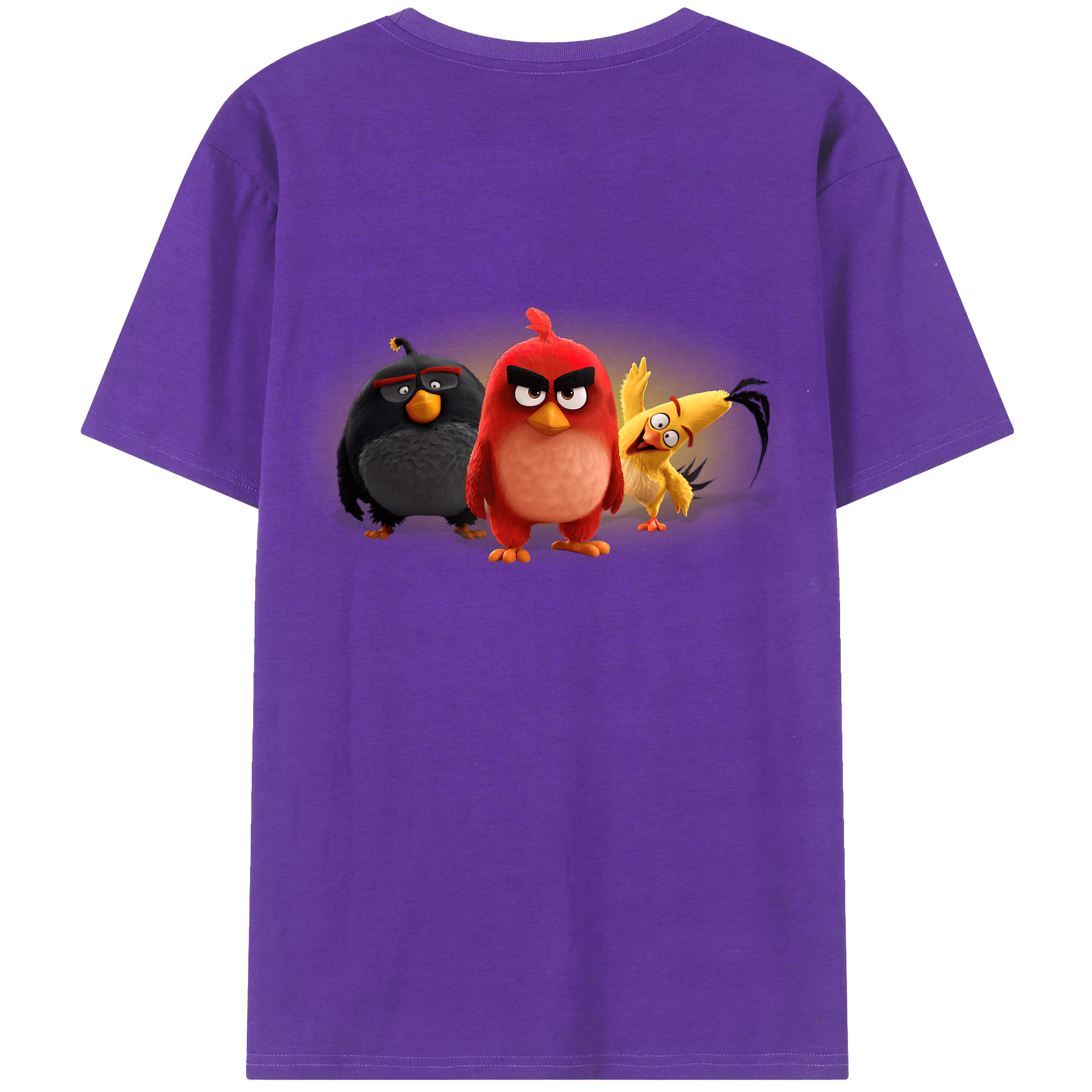 （画像用） Angry Birds アングリーバード 綿100％ メンズ半袖Tシャツ（バックプリント） 通気性