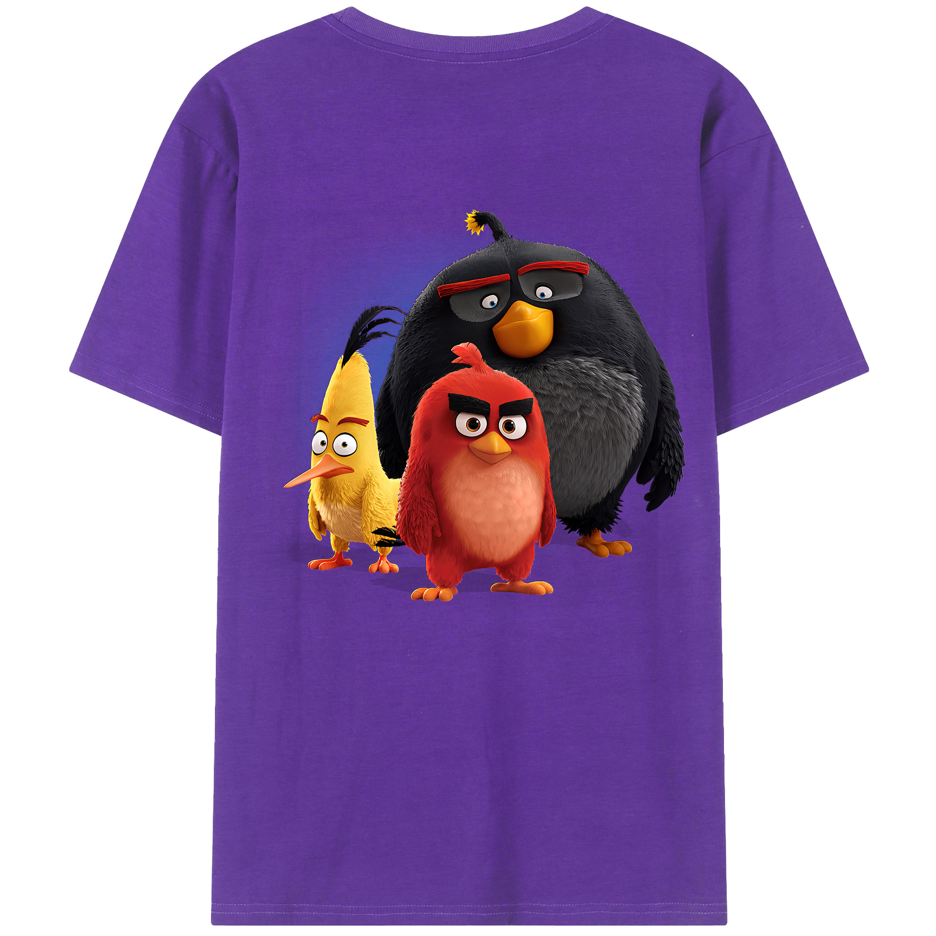 （画像用） Angry Birds アングリーバード 綿100％ メンズ半袖Tシャツ（バックプリント） 通気性