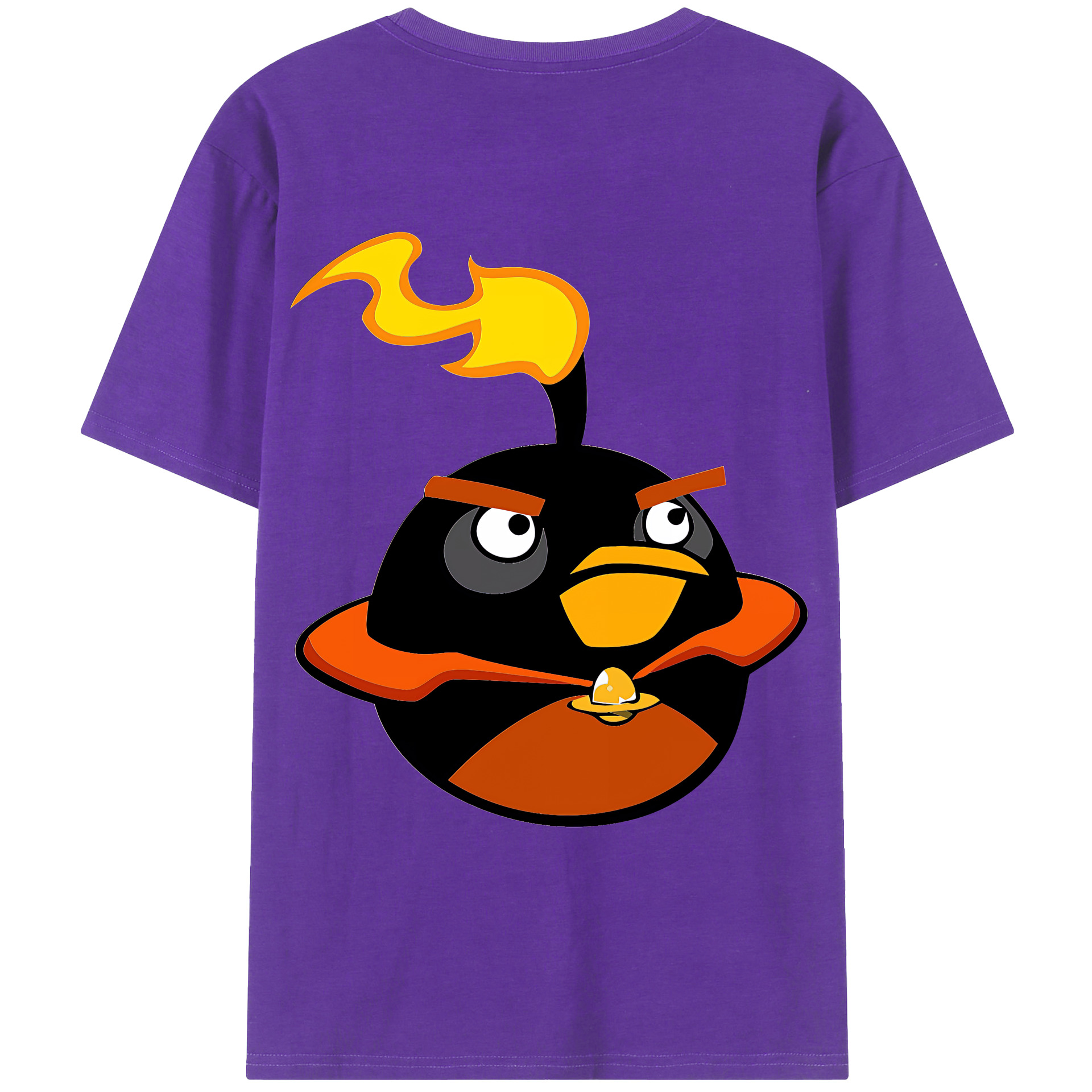 （画像用） Angry Birds アングリーバード 綿100％ メンズ半袖Tシャツ（バックプリント） 通気性