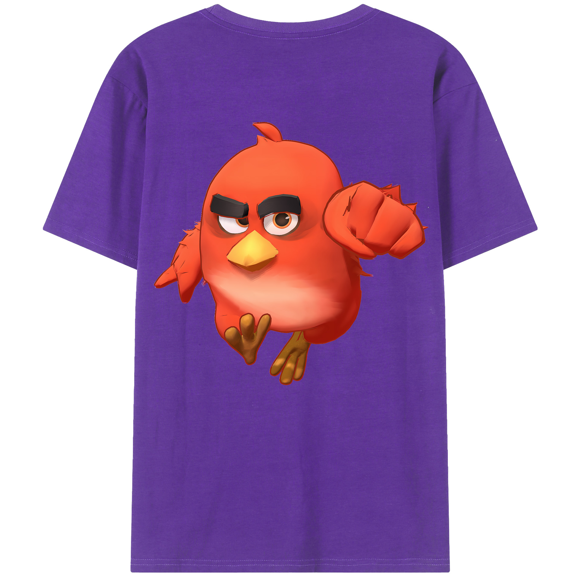 （画像用） Angry Birds アングリーバード 綿100％ メンズ半袖Tシャツ（バックプリント） 通気性