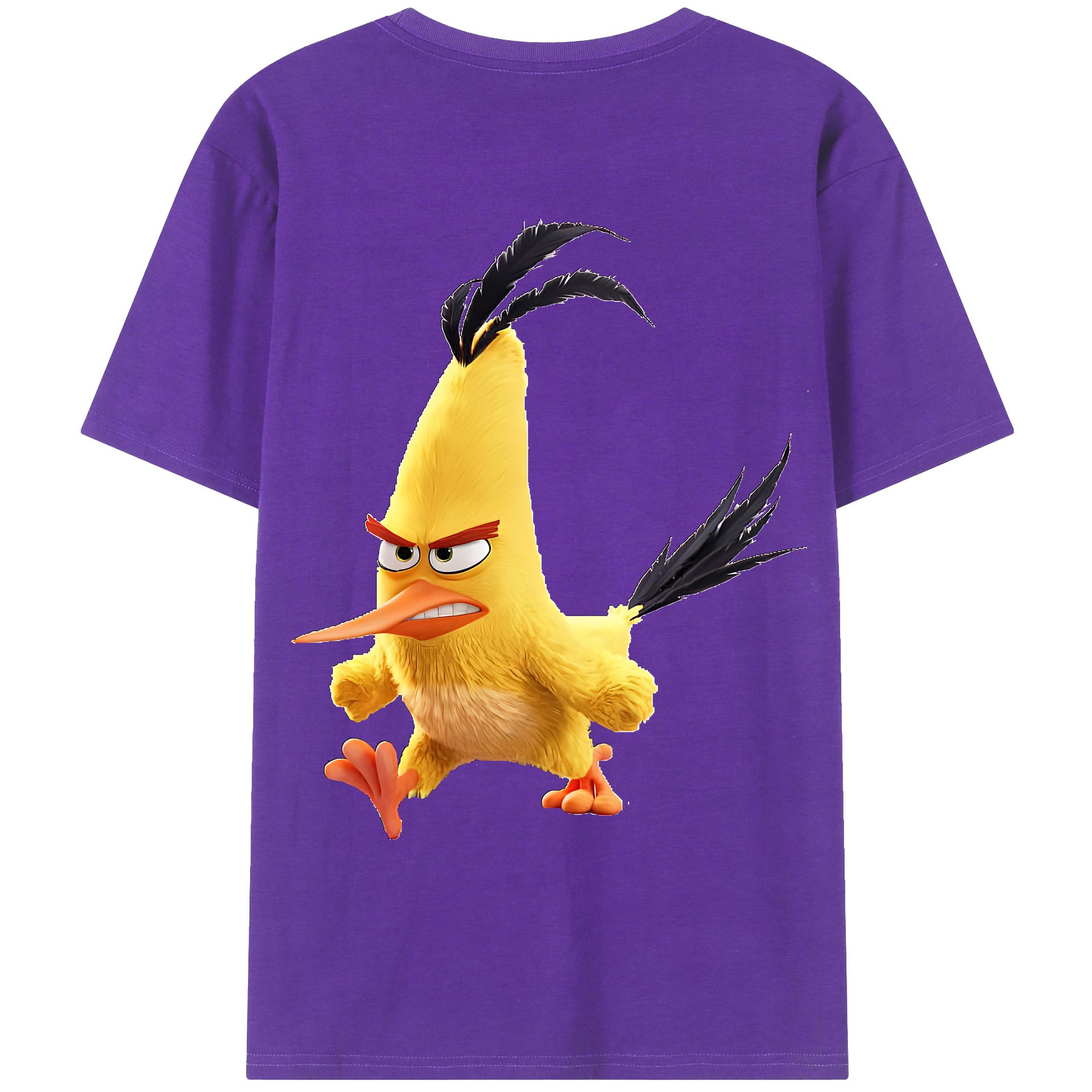 （画像用） Angry Birds アングリーバード 綿100％ メンズ半袖Tシャツ（バックプリント） 通気性