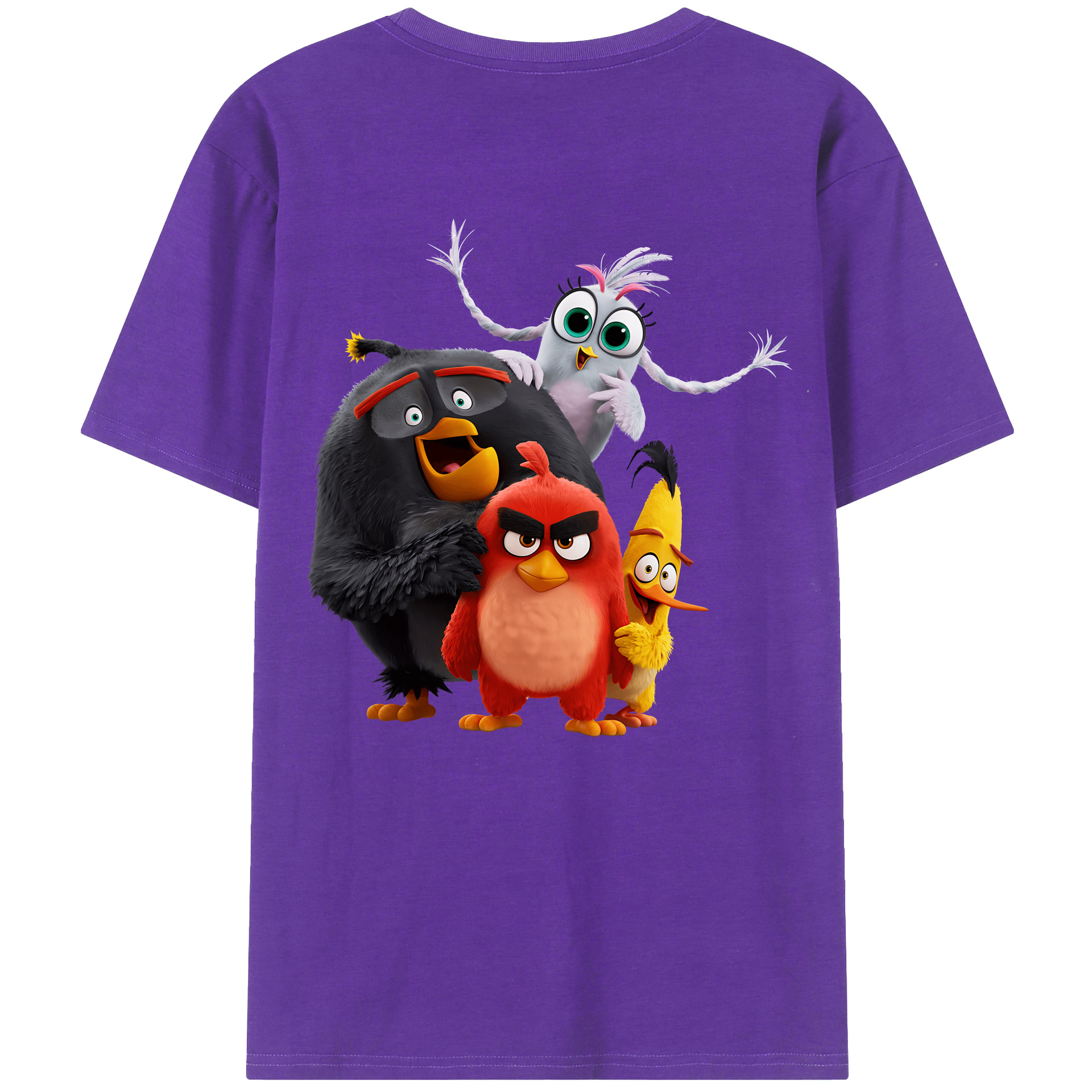 （画像用） Angry Birds アングリーバード 綿100％ メンズ半袖Tシャツ（バックプリント） 通気性