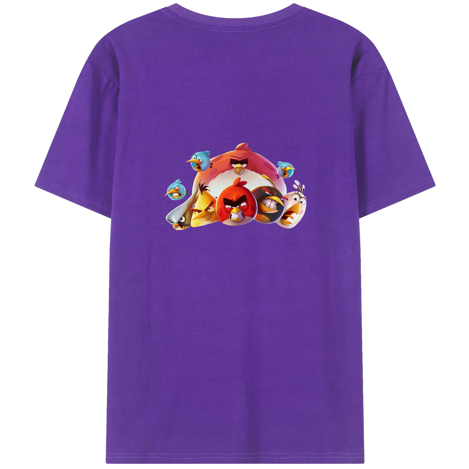 （画像用） Angry Birds アングリーバード 綿100％ メンズ半袖Tシャツ（バックプリント） 通気性