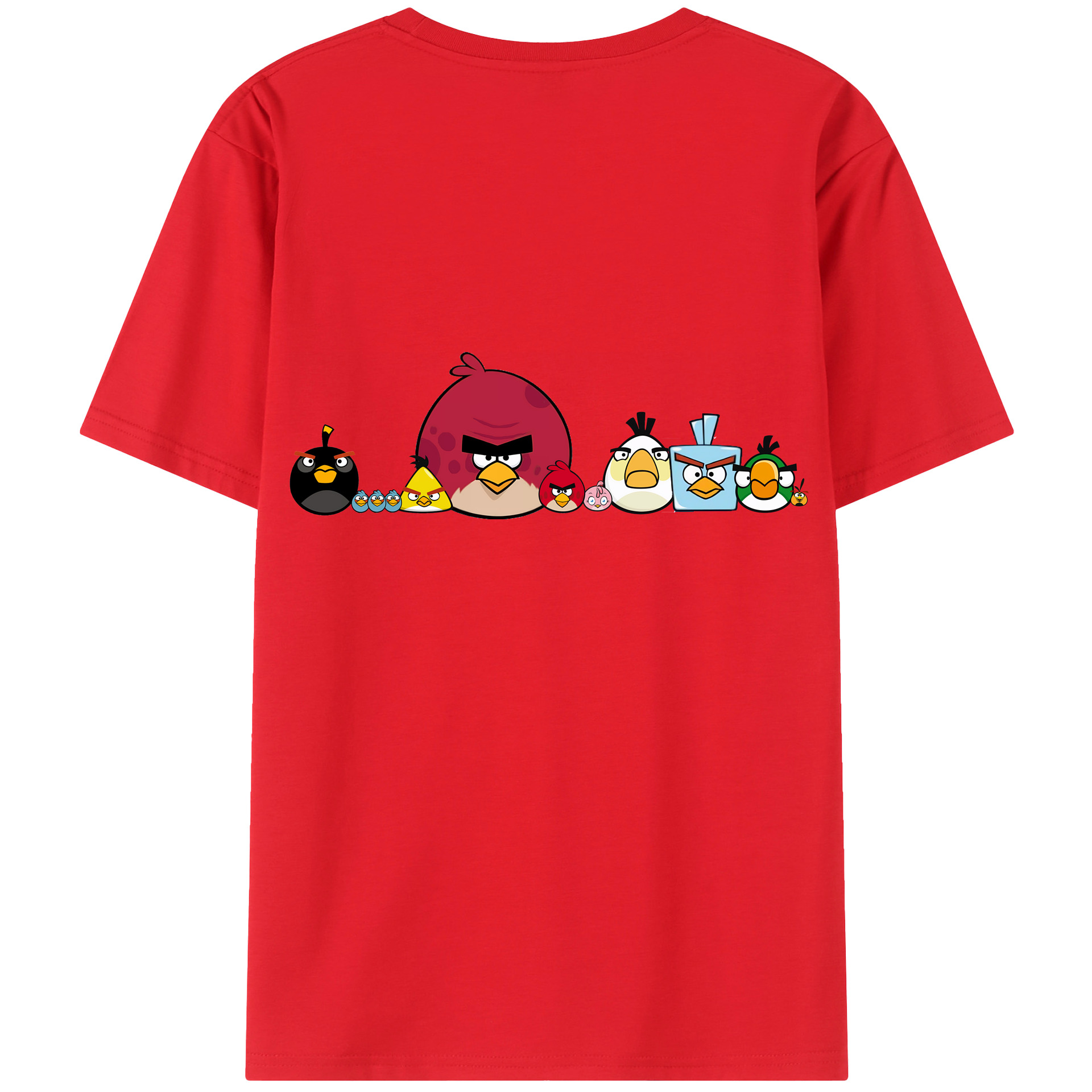 （画像用） Angry Birds アングリーバード 綿100％ メンズ半袖Tシャツ（バックプリント） 通気性