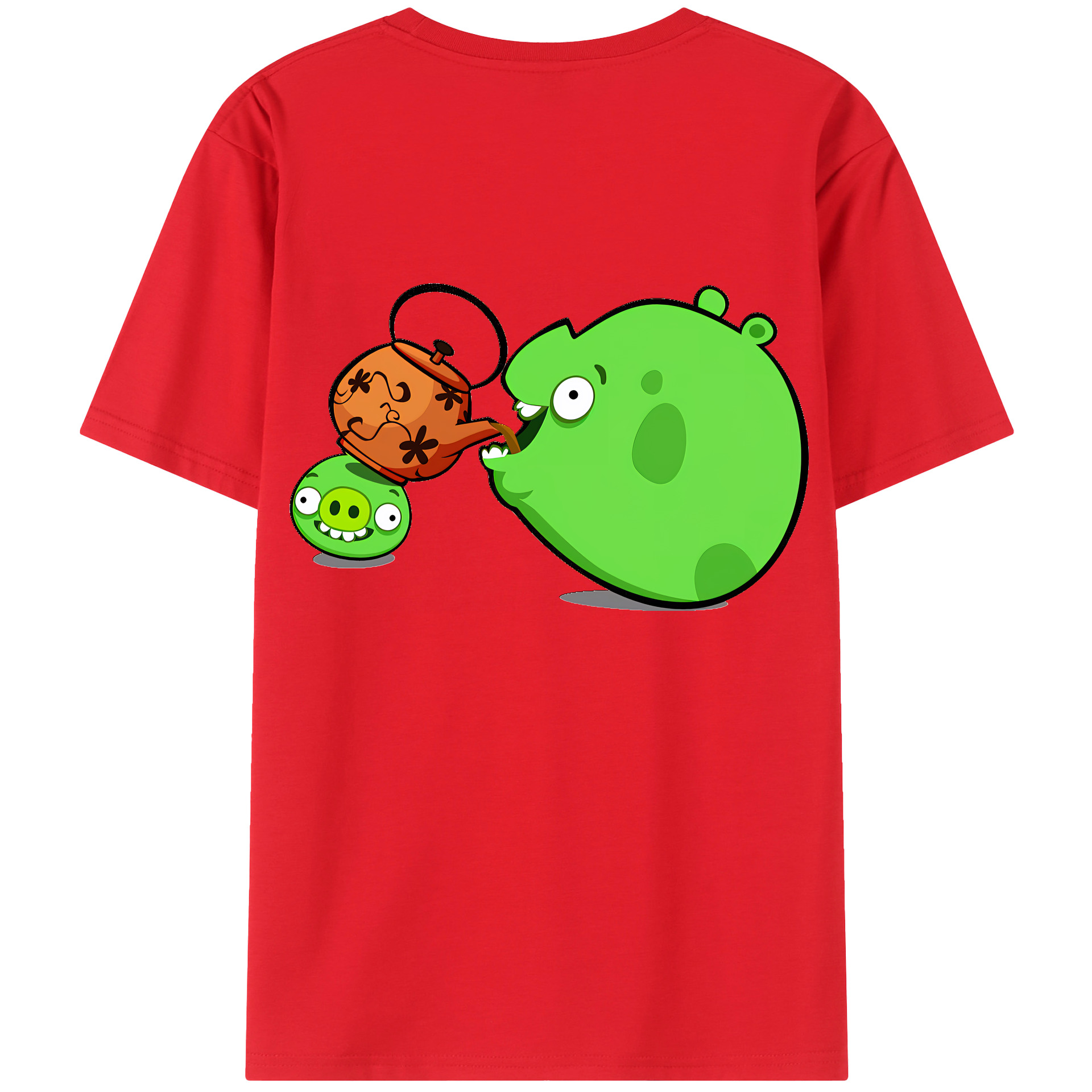 （画像用） Angry Birds アングリーバード 綿100％ メンズ半袖Tシャツ（バックプリント） 通気性