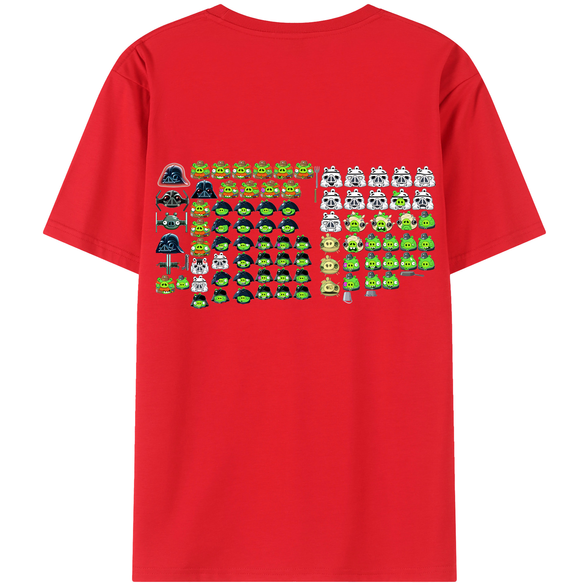 （画像用） Angry Birds アングリーバード 綿100％ メンズ半袖Tシャツ（バックプリント） 通気性