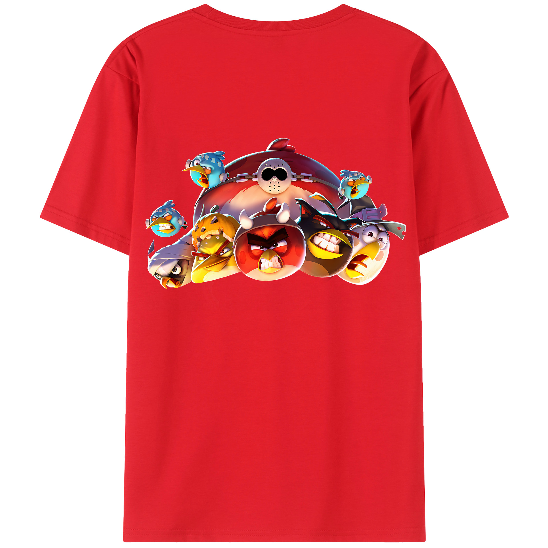 （画像用） Angry Birds アングリーバード 綿100％ メンズ半袖Tシャツ（バックプリント） 通気性