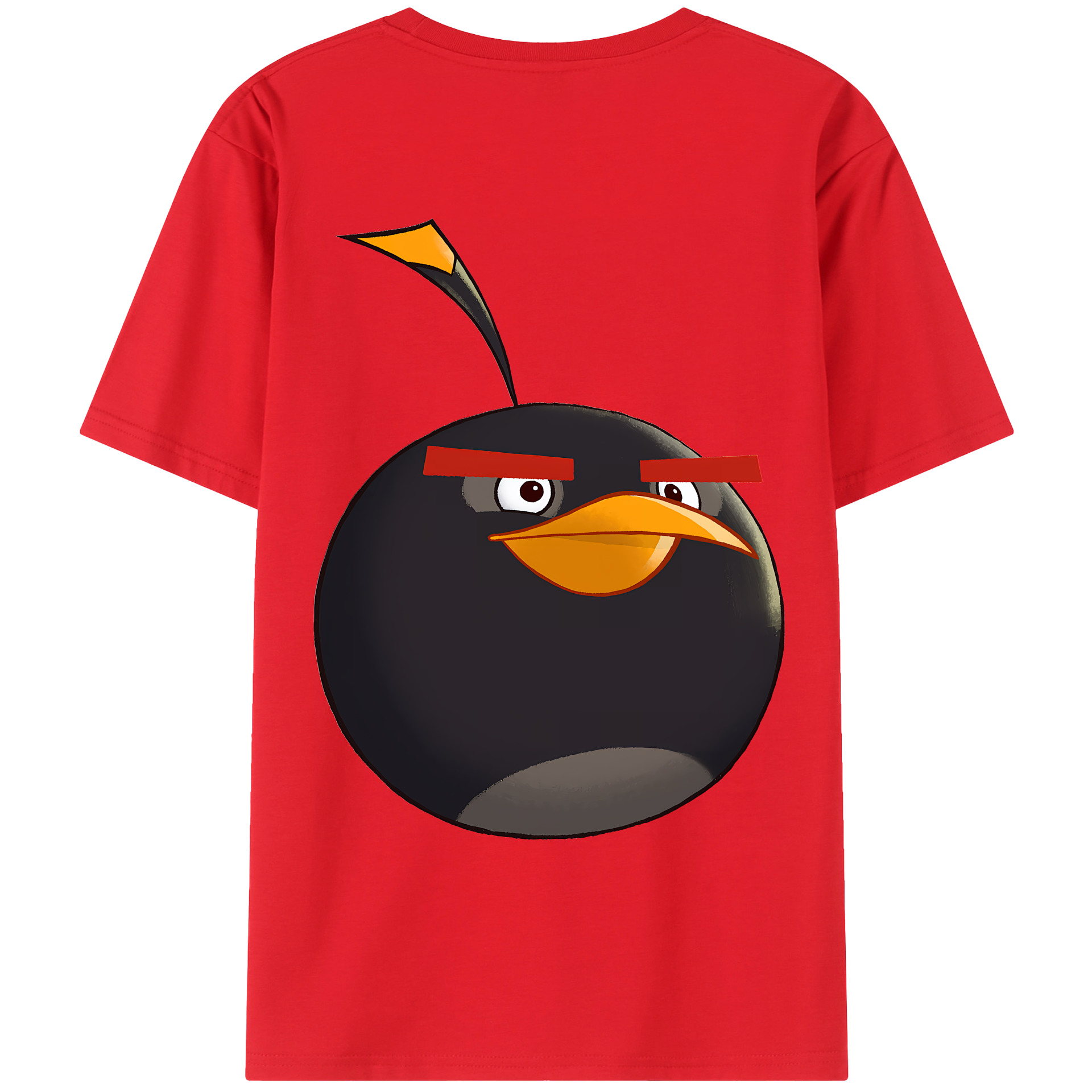 （画像用） Angry Birds アングリーバード 綿100％ メンズ半袖Tシャツ（バックプリント） 通気性