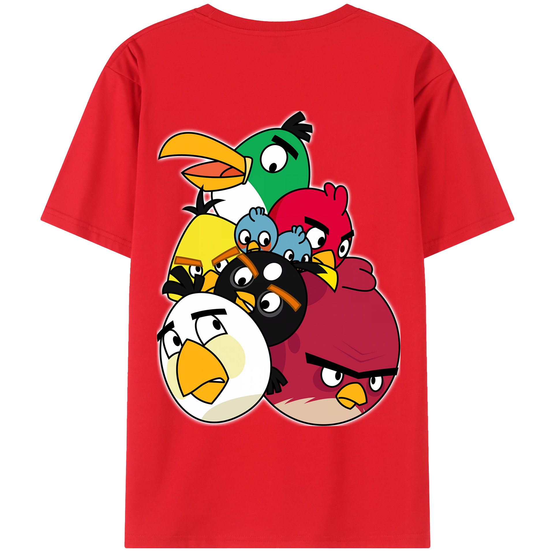 （画像用） Angry Birds アングリーバード 綿100％ メンズ半袖Tシャツ（バックプリント） 通気性