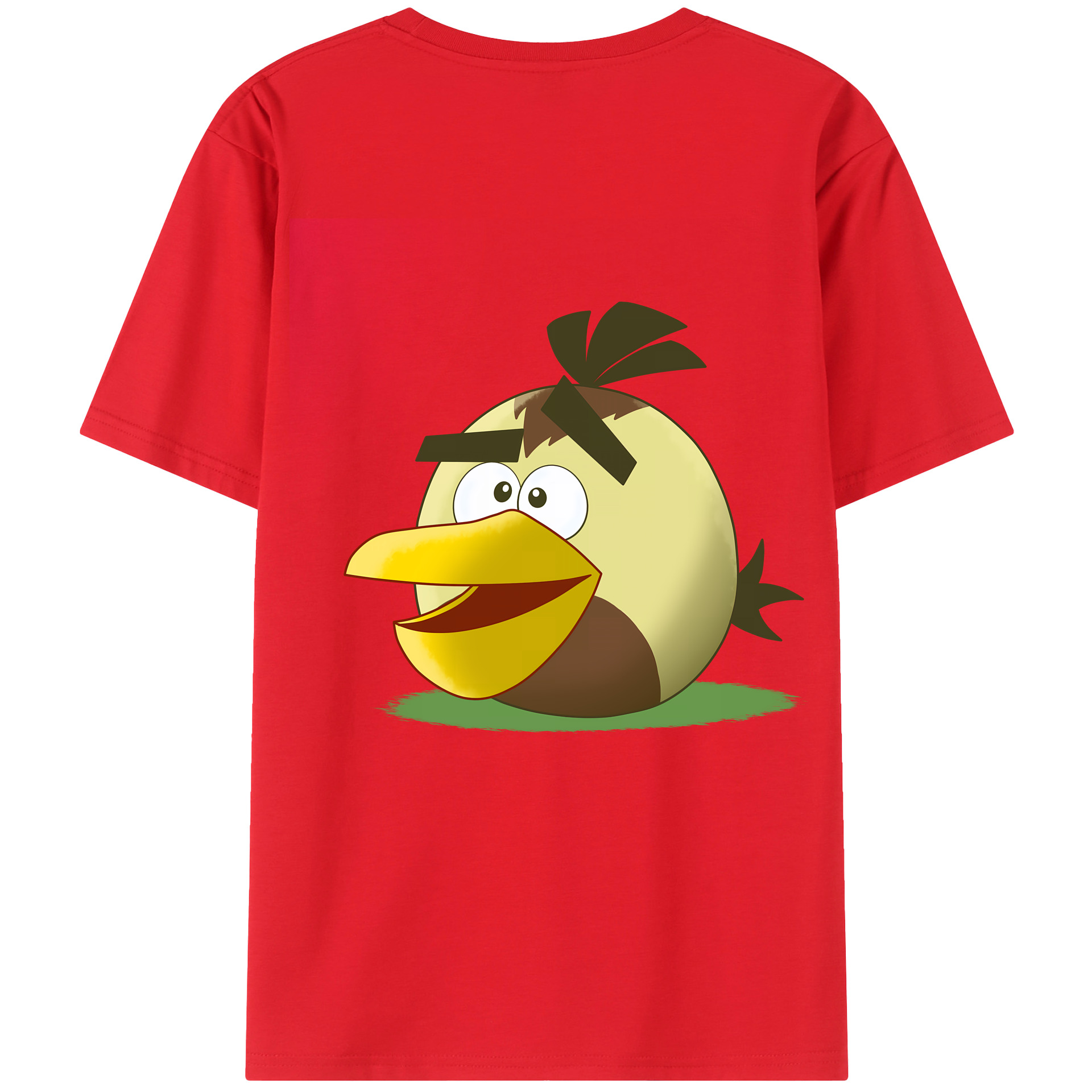 （画像用） Angry Birds アングリーバード 綿100％ メンズ半袖Tシャツ（バックプリント） 通気性