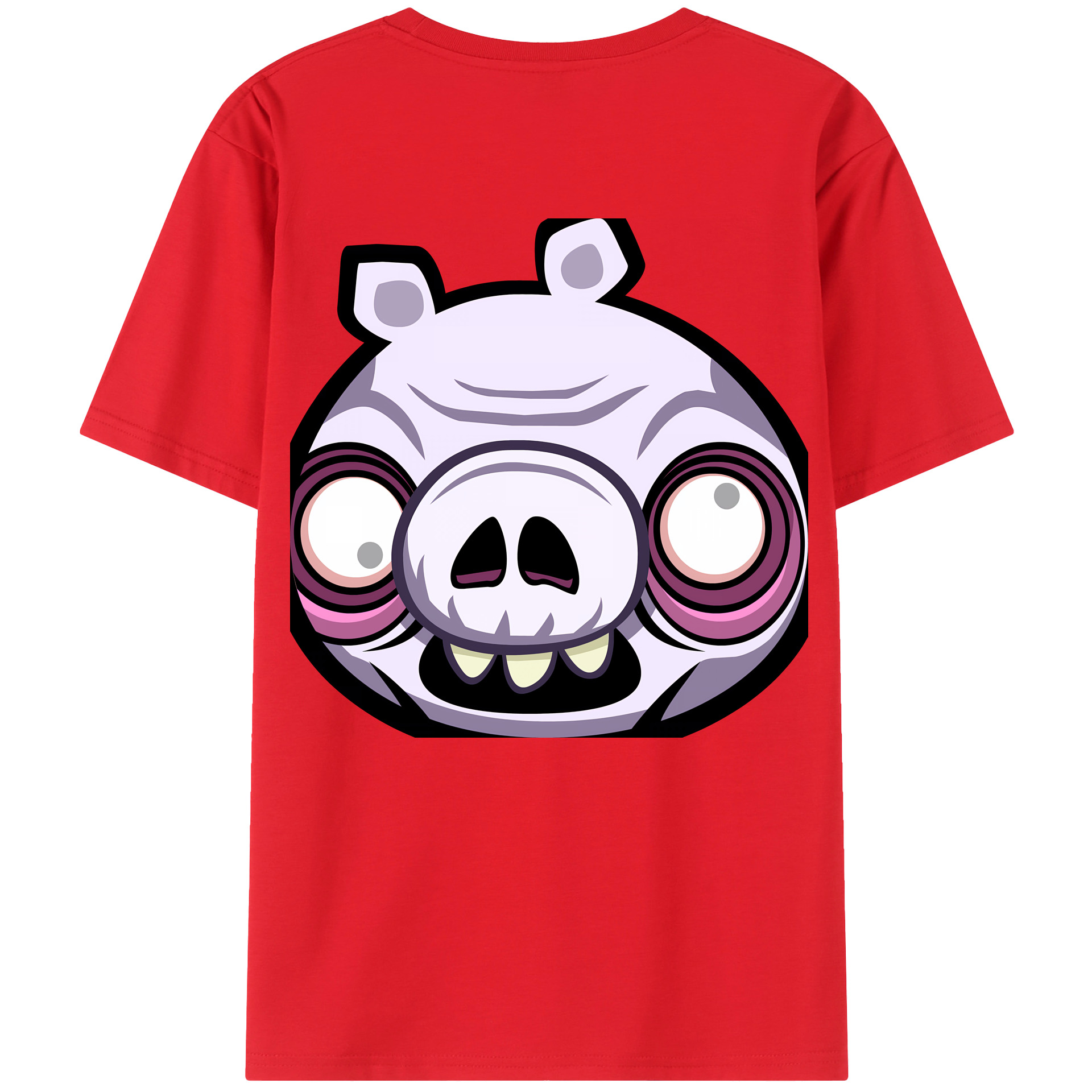 （画像用） Angry Birds アングリーバード 綿100％ メンズ半袖Tシャツ（バックプリント） 通気性