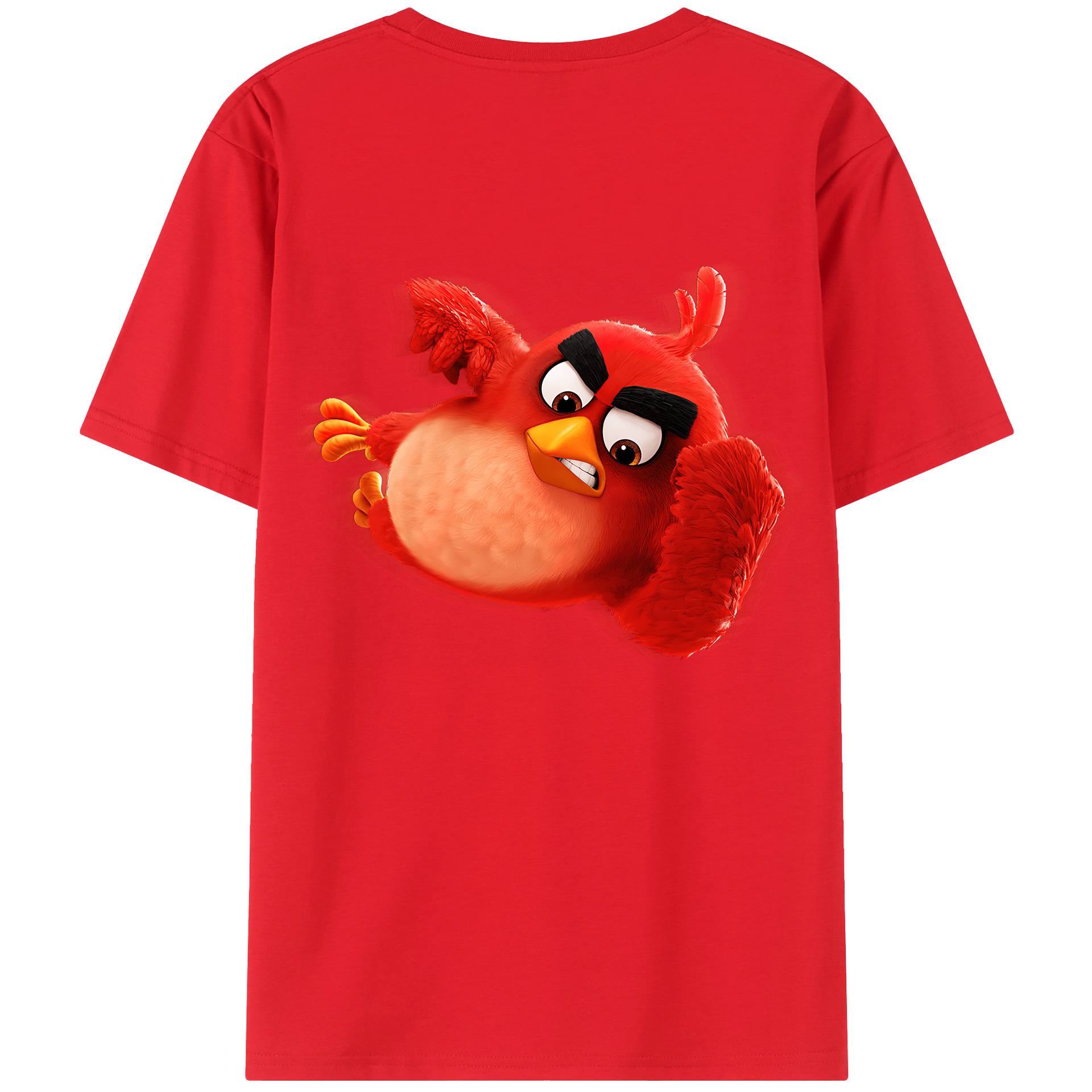 （画像用） Angry Birds アングリーバード 綿100％ メンズ半袖Tシャツ（バックプリント） 通気性