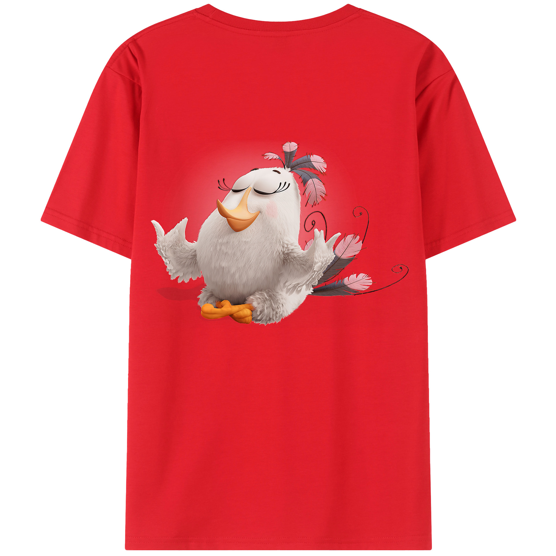 （画像用） Angry Birds アングリーバード 綿100％ メンズ半袖Tシャツ（バックプリント） 通気性