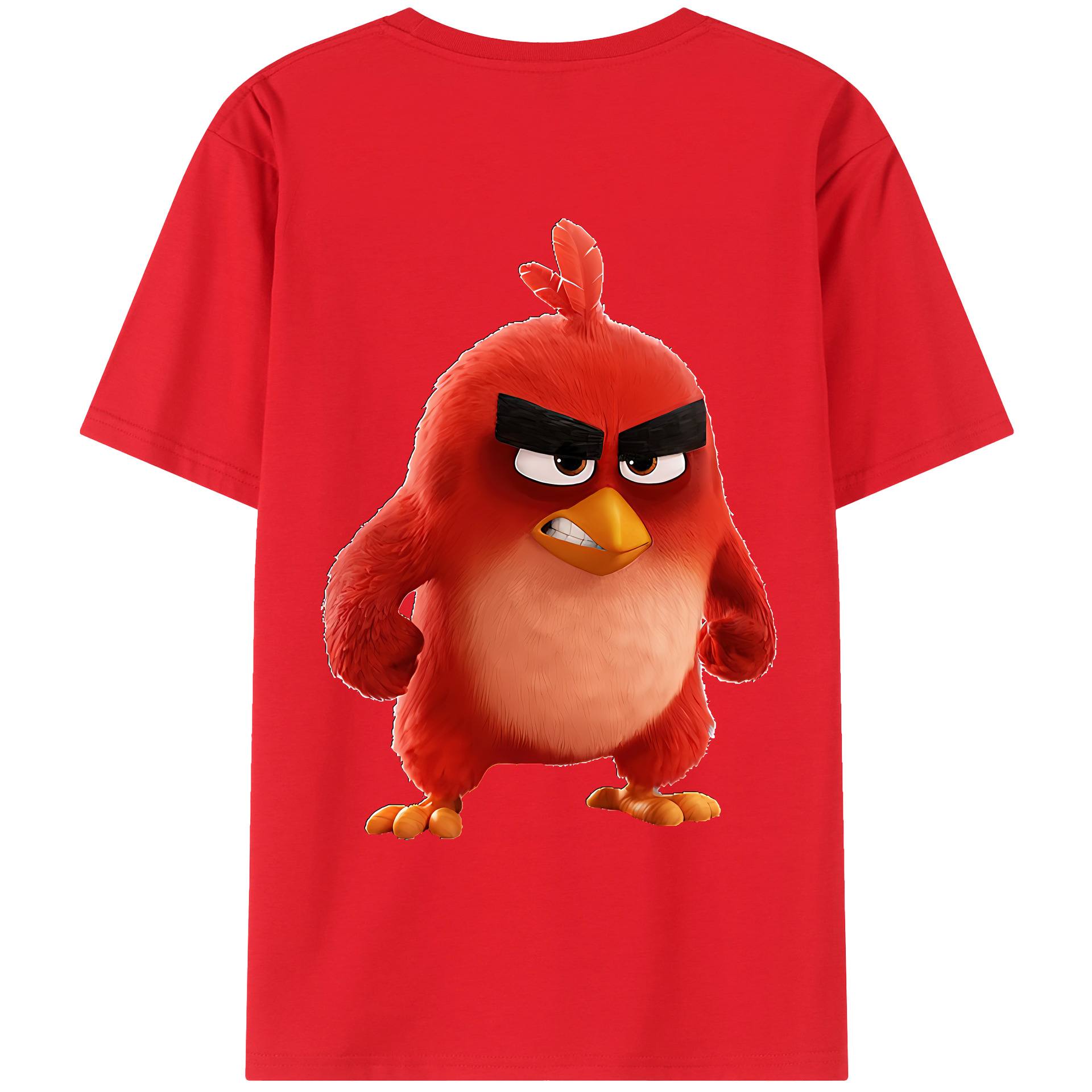 （画像用） Angry Birds アングリーバード 綿100％ メンズ半袖Tシャツ（バックプリント） 通気性