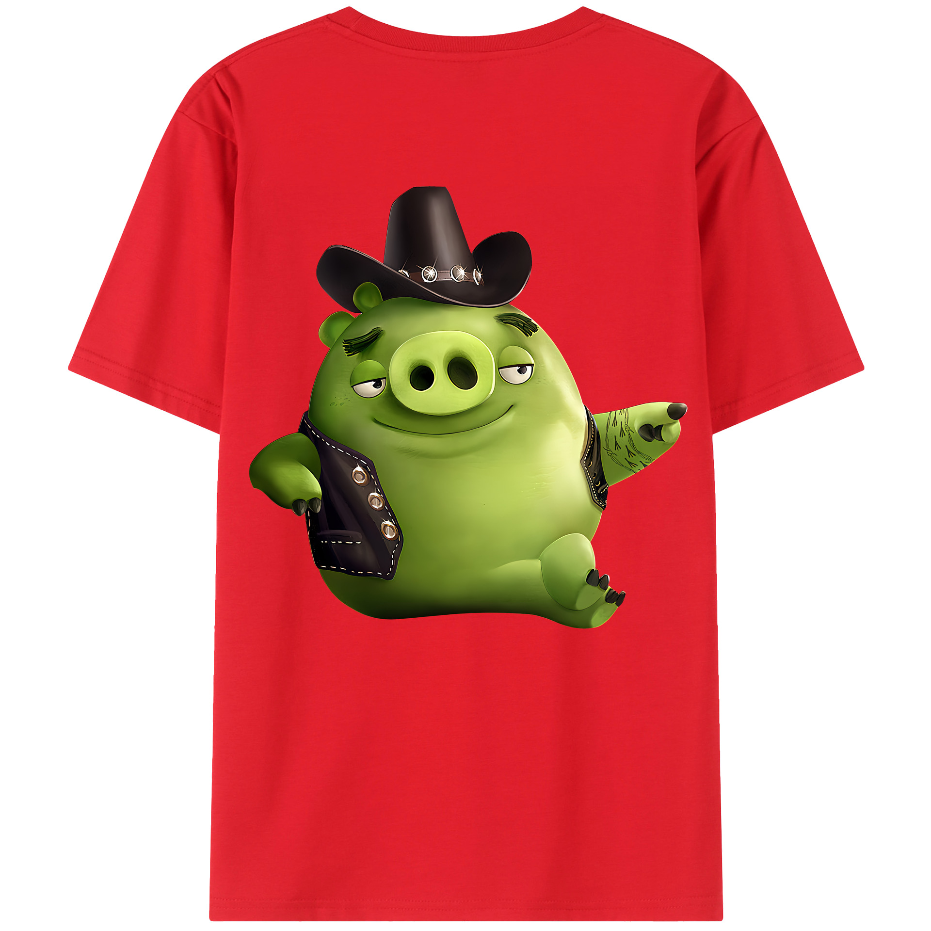 （画像用） Angry Birds アングリーバード 綿100％ メンズ半袖Tシャツ（バックプリント） 通気性