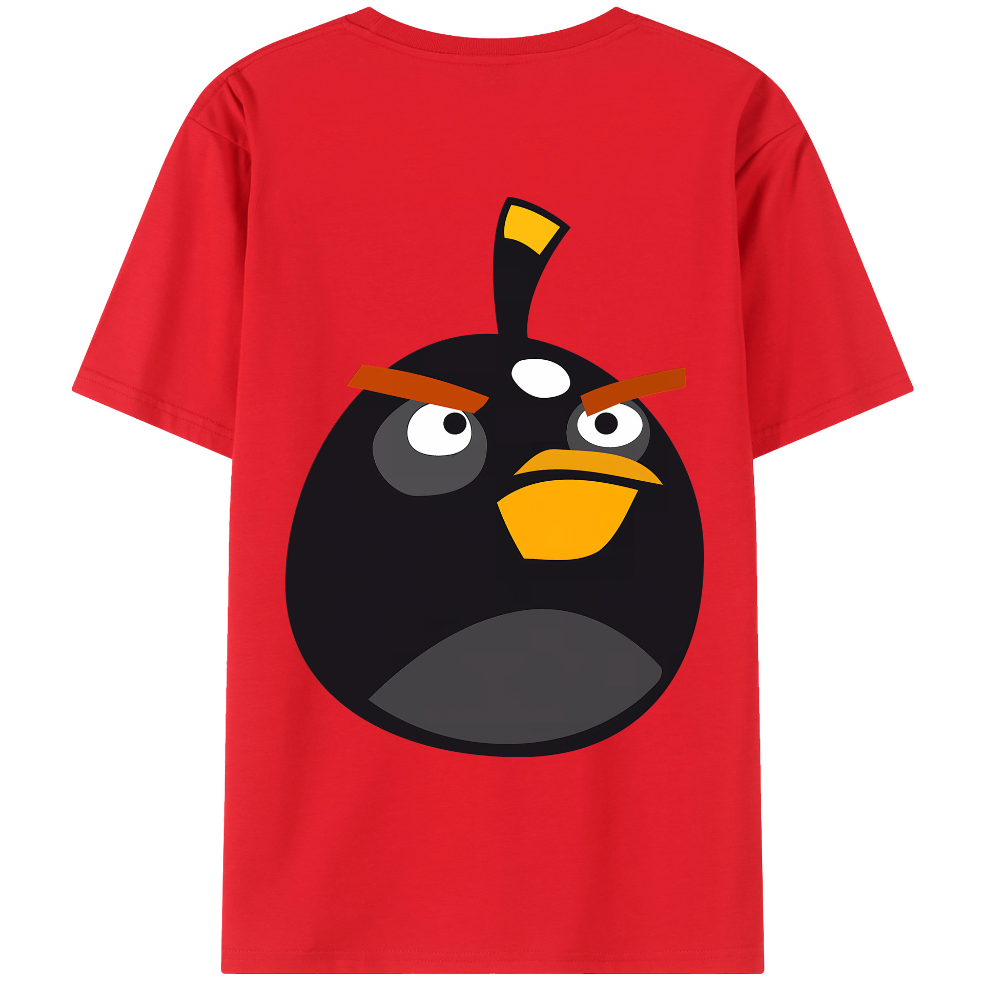 （画像用） Angry Birds アングリーバード 綿100％ メンズ半袖Tシャツ（バックプリント） 通気性