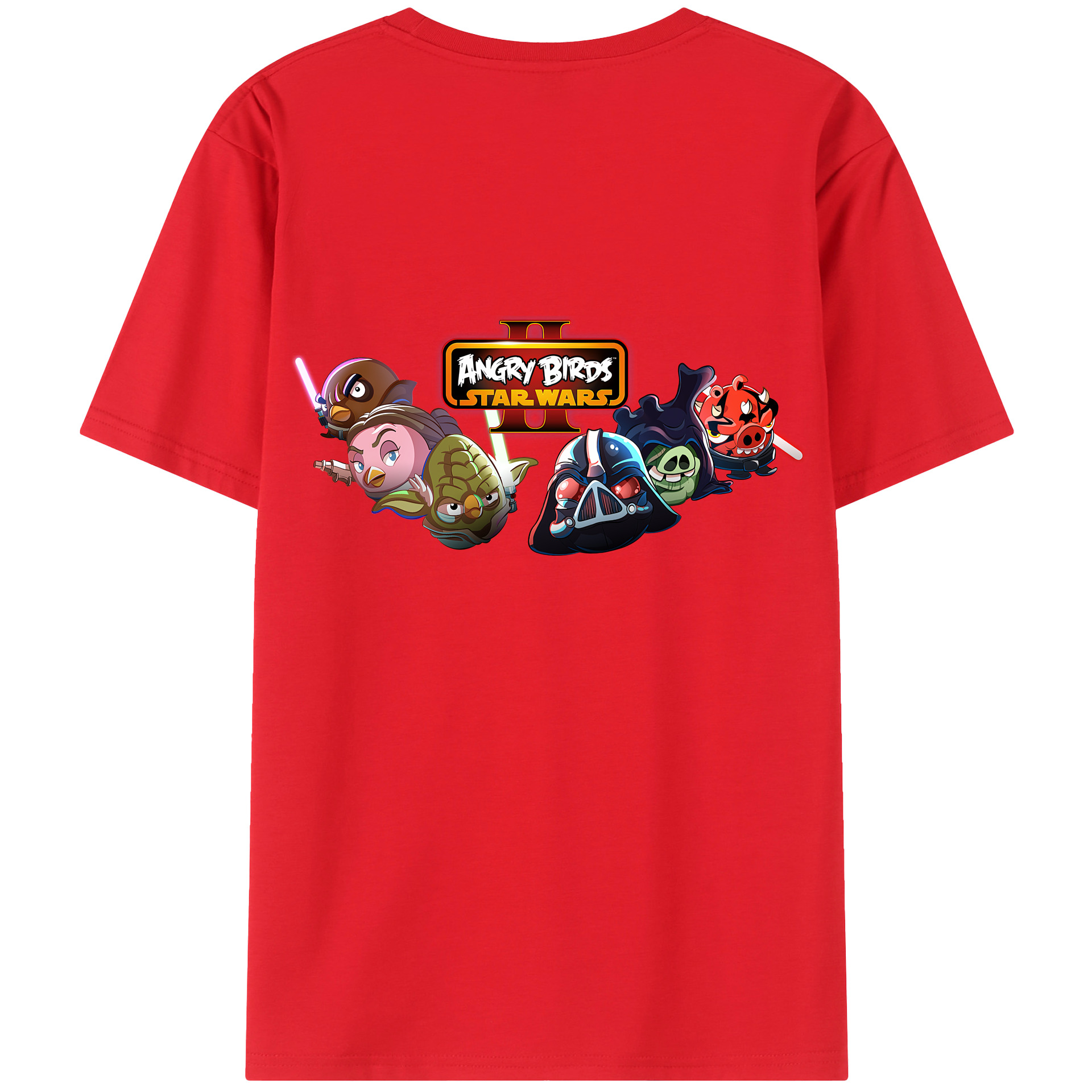 （画像用） Angry Birds アングリーバード 綿100％ メンズ半袖Tシャツ（バックプリント） 通気性