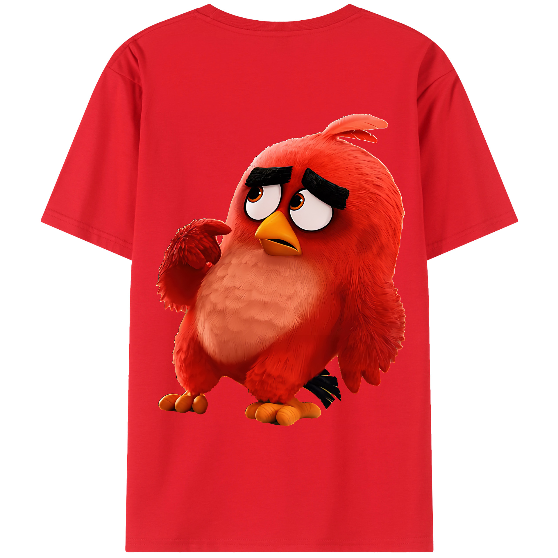 （画像用） Angry Birds アングリーバード 綿100％ メンズ半袖Tシャツ（バックプリント） 通気性