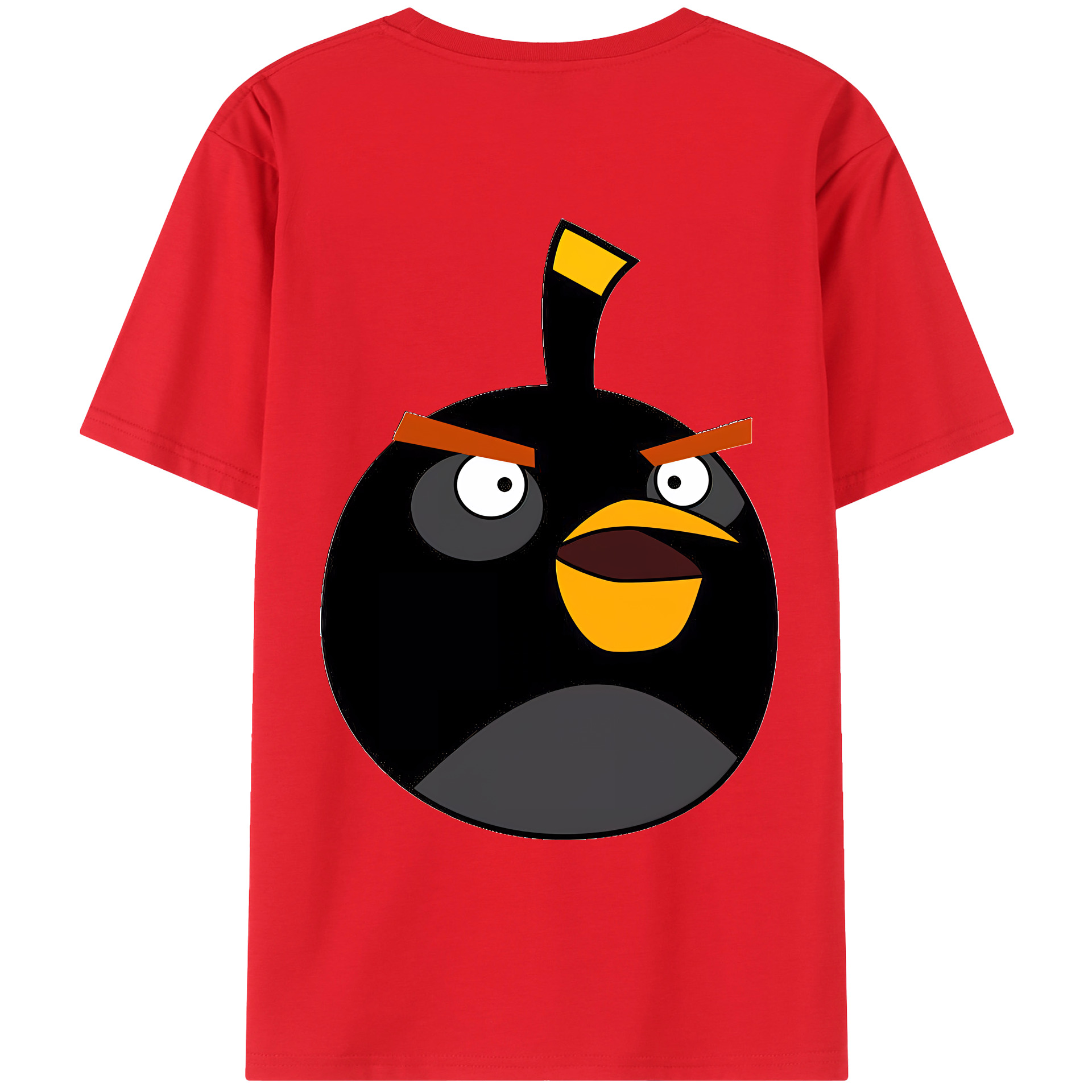 （画像用） Angry Birds アングリーバード 綿100％ メンズ半袖Tシャツ（バックプリント） 通気性