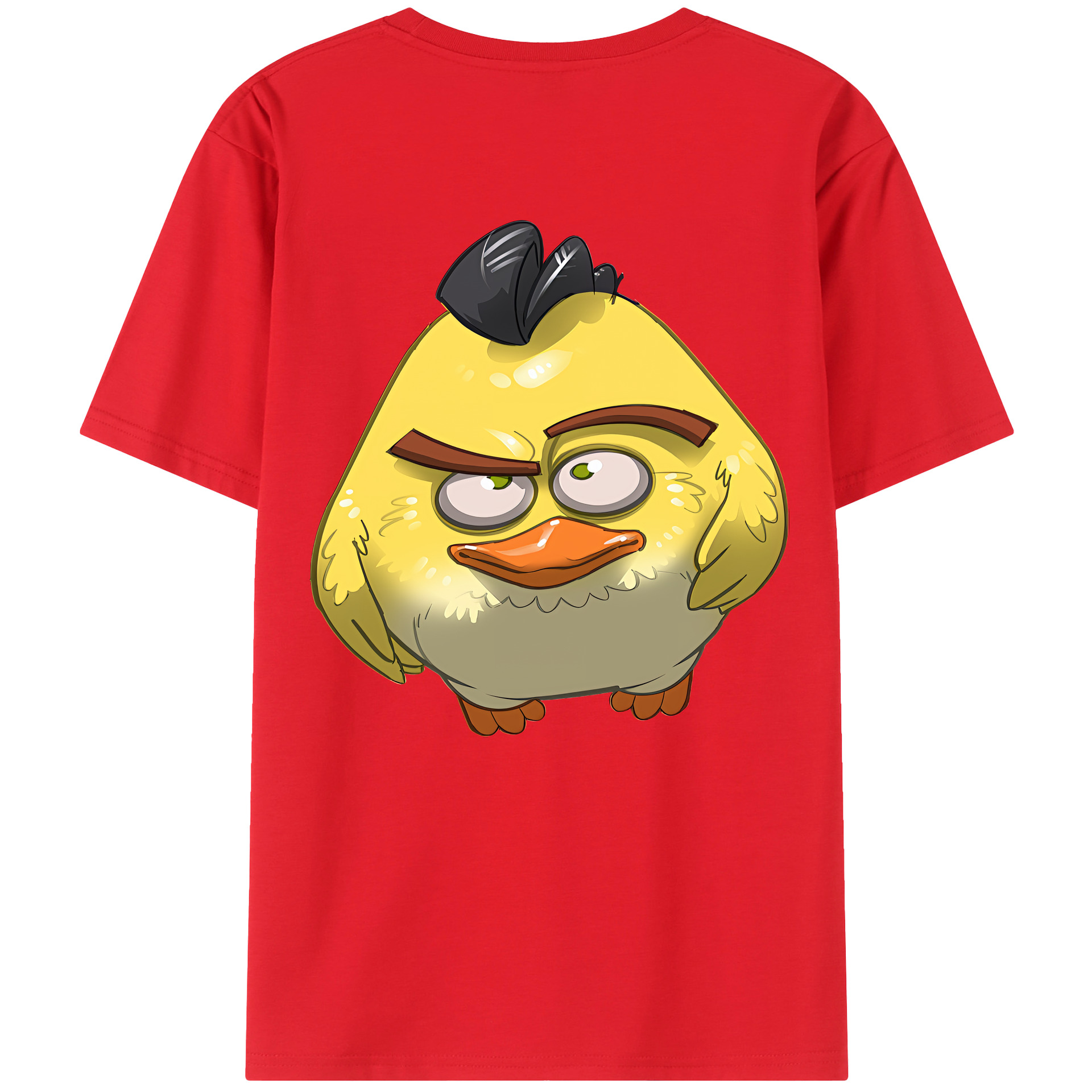 （画像用） Angry Birds アングリーバード 綿100％ メンズ半袖Tシャツ（バックプリント） 通気性