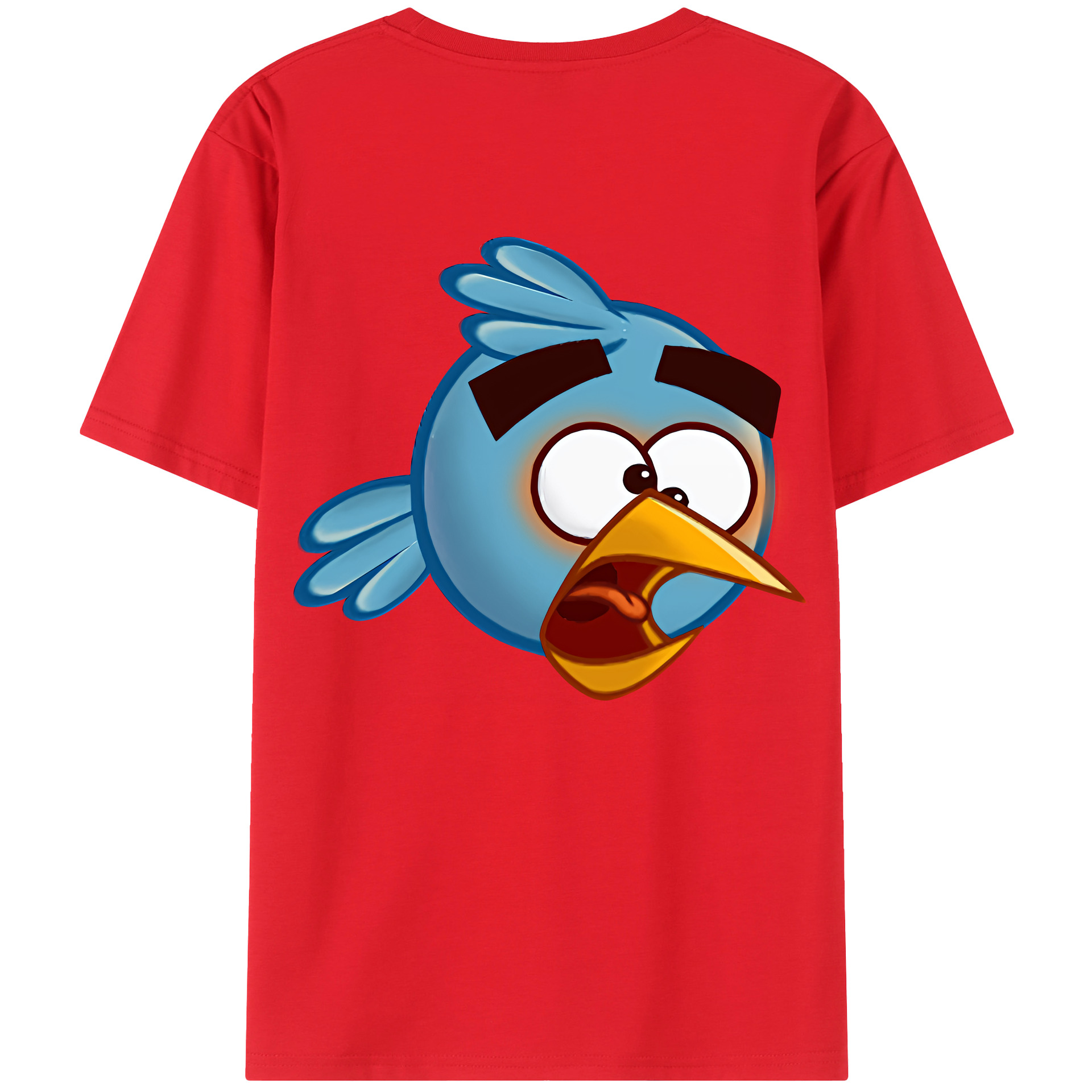 （画像用） Angry Birds アングリーバード 綿100％ メンズ半袖Tシャツ（バックプリント） 通気性
