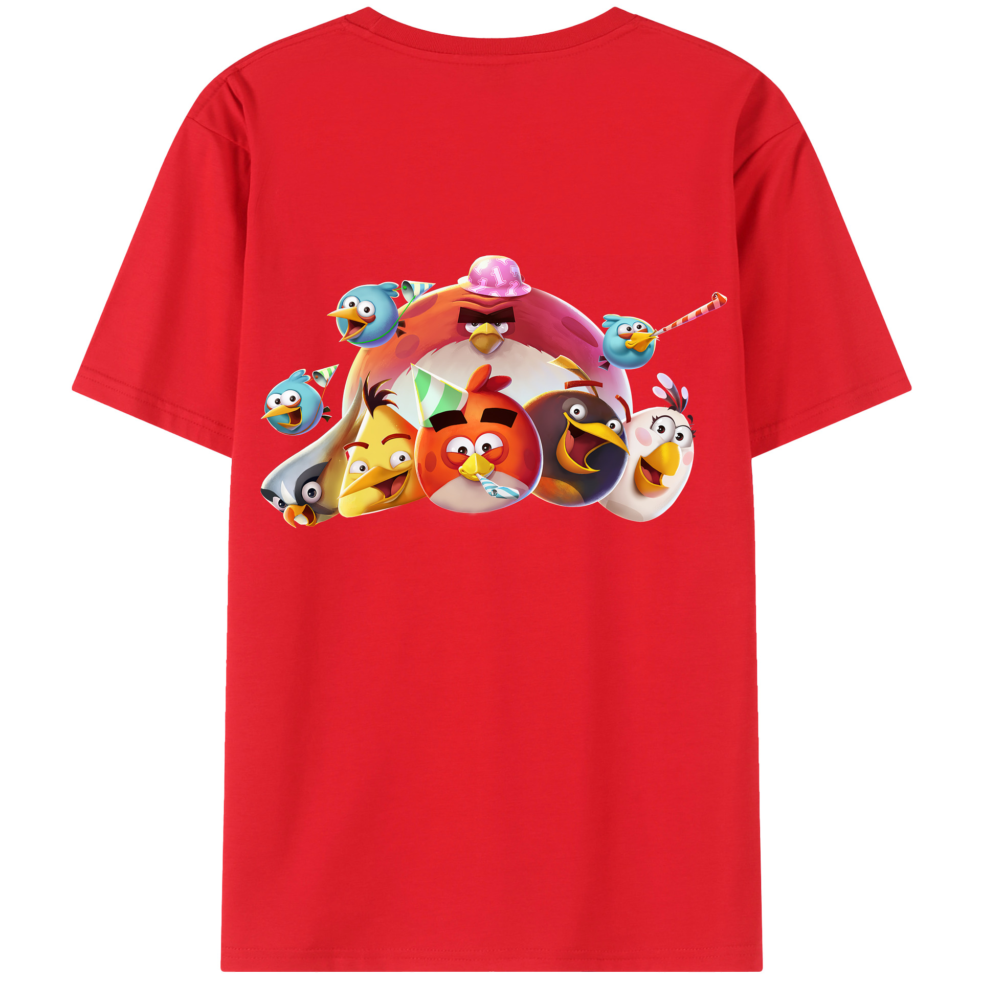 （画像用） Angry Birds アングリーバード 綿100％ メンズ半袖Tシャツ（バックプリント） 通気性