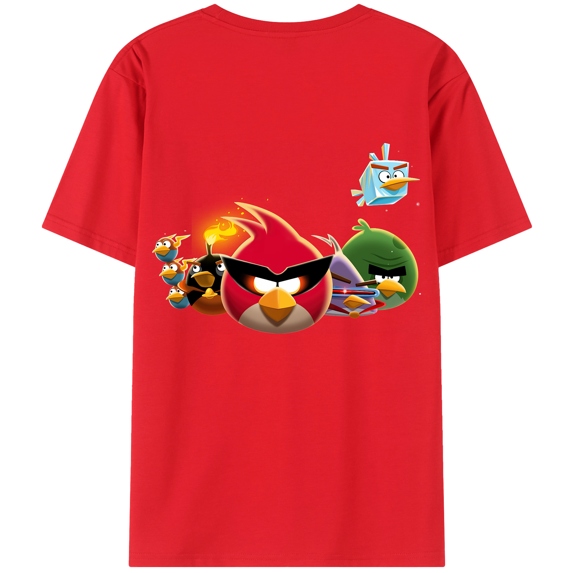 （画像用） Angry Birds アングリーバード 綿100％ メンズ半袖Tシャツ（バックプリント） 通気性