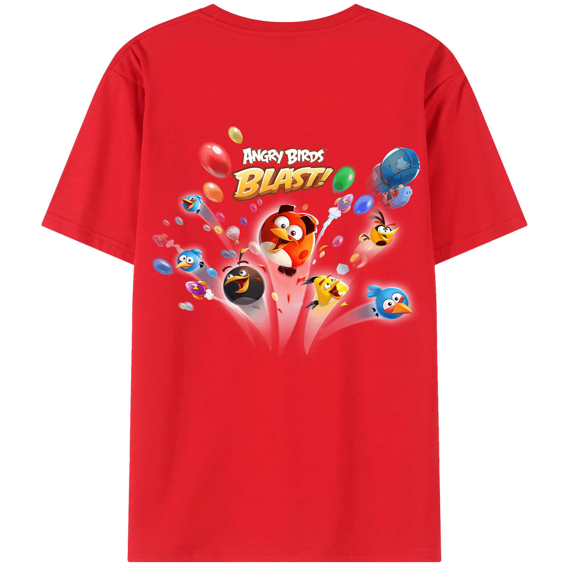 （画像用） Angry Birds アングリーバード 綿100％ メンズ半袖Tシャツ（バックプリント） 通気性