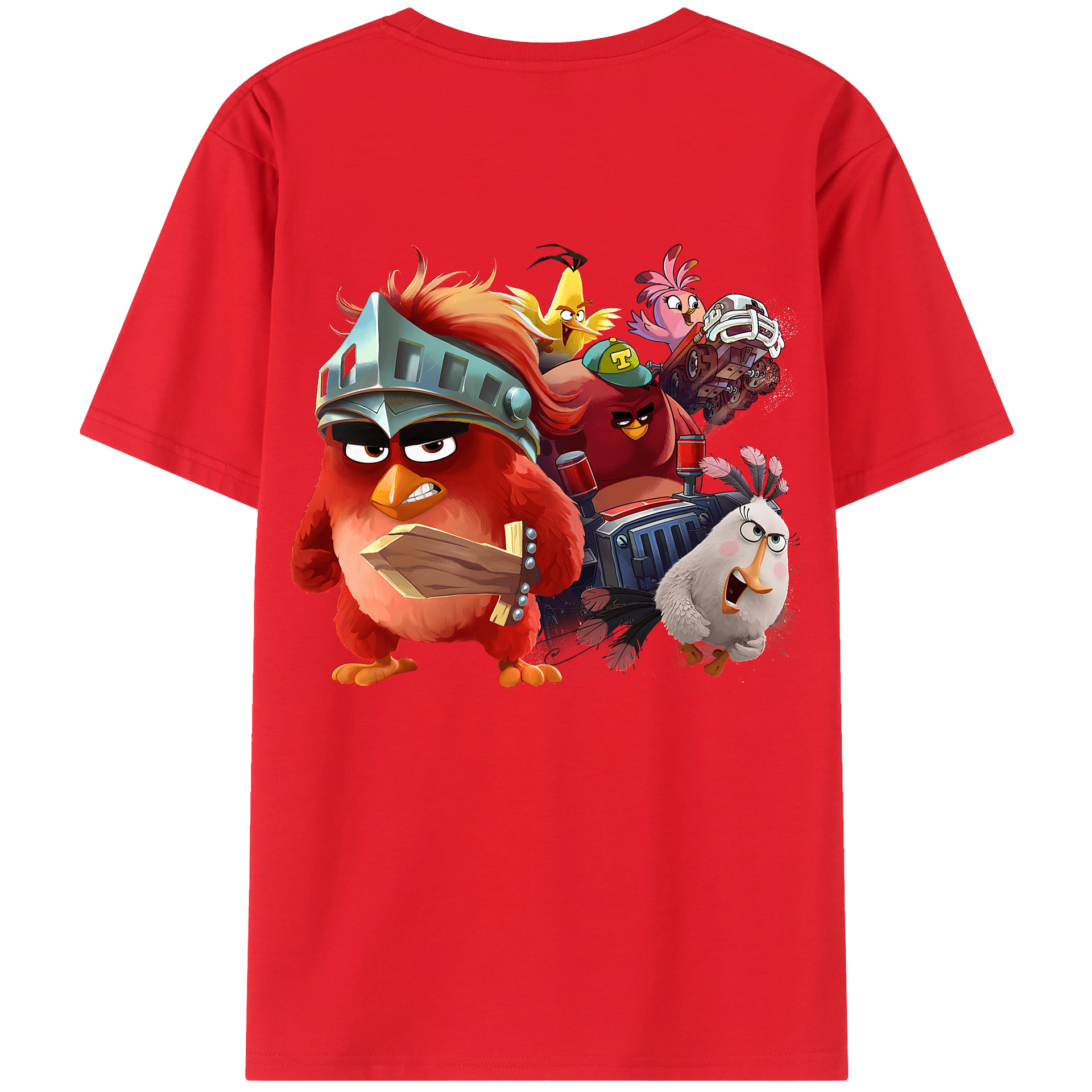 （画像用） Angry Birds アングリーバード 綿100％ メンズ半袖Tシャツ（バックプリント） 通気性