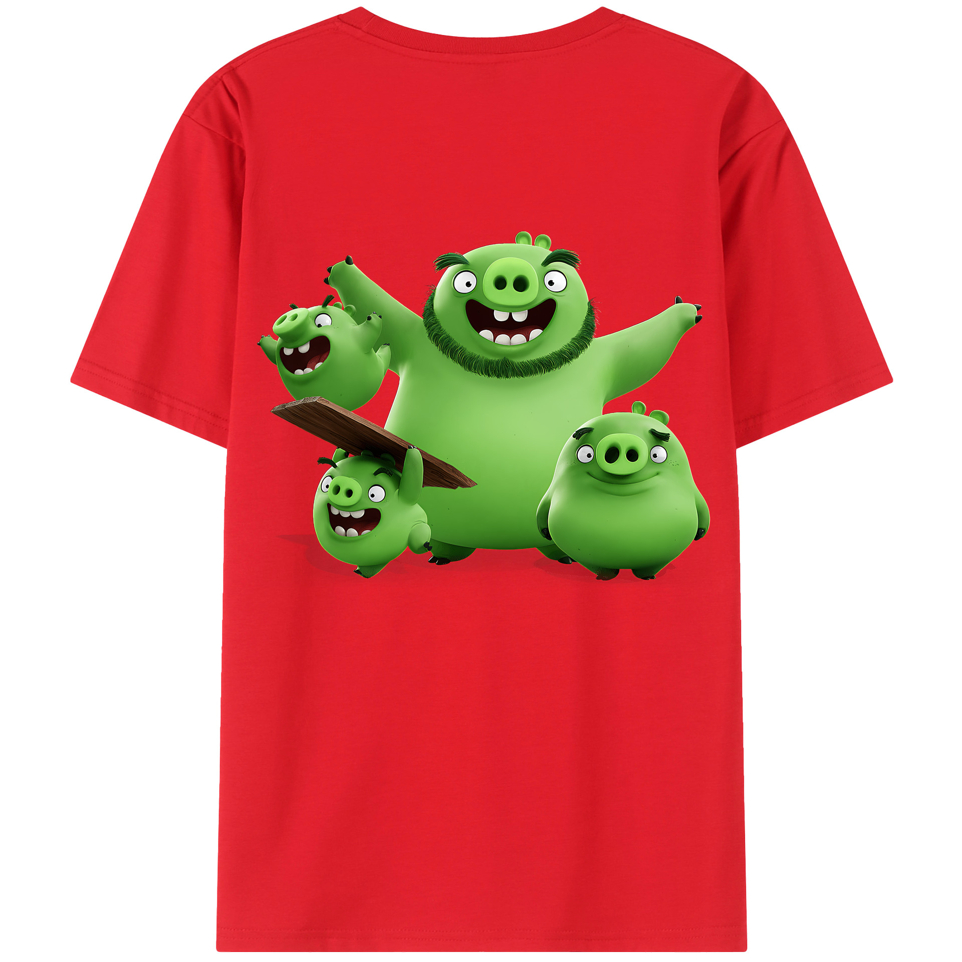 （画像用） Angry Birds アングリーバード 綿100％ メンズ半袖Tシャツ（バックプリント） 通気性