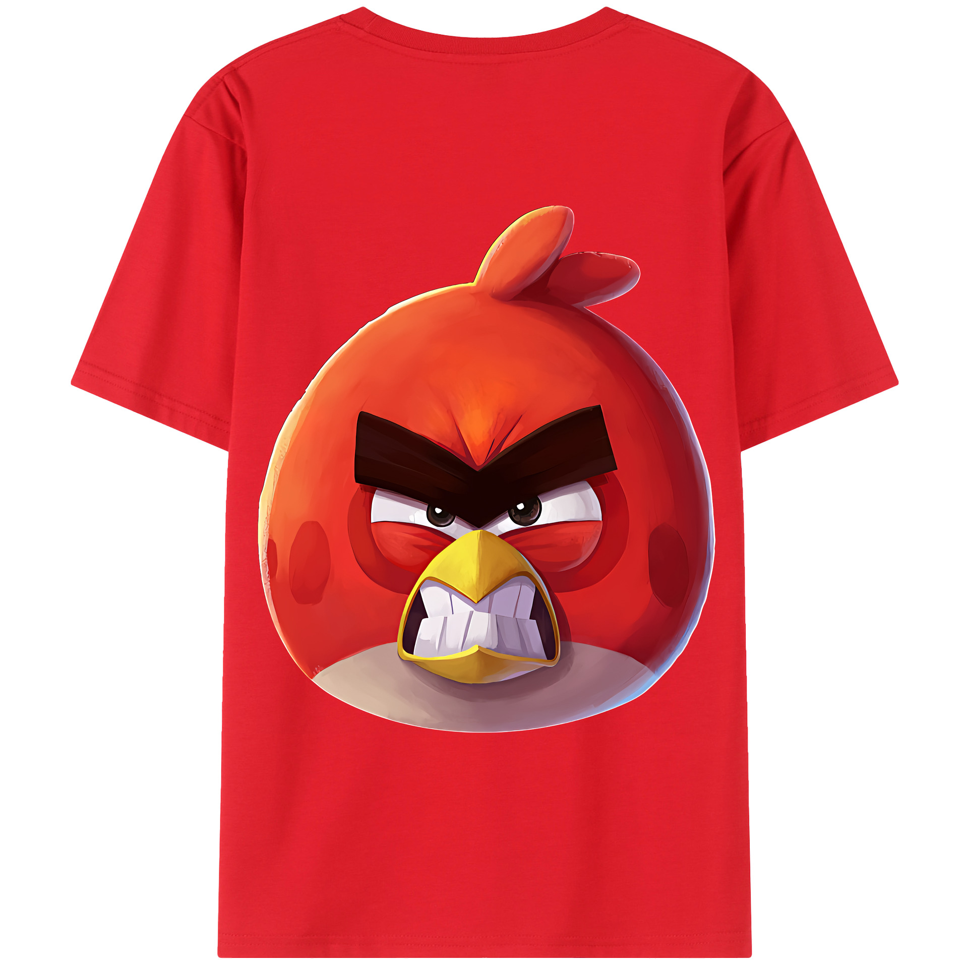 （画像用） Angry Birds アングリーバード 綿100％ メンズ半袖Tシャツ（バックプリント） 通気性