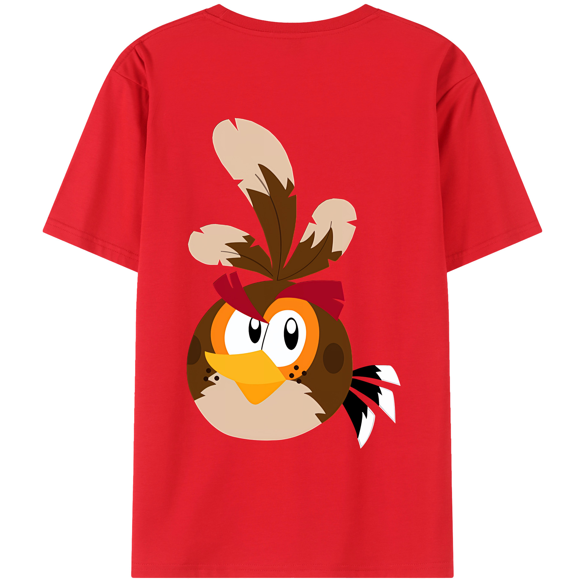 （画像用） Angry Birds アングリーバード 綿100％ メンズ半袖Tシャツ（バックプリント） 通気性