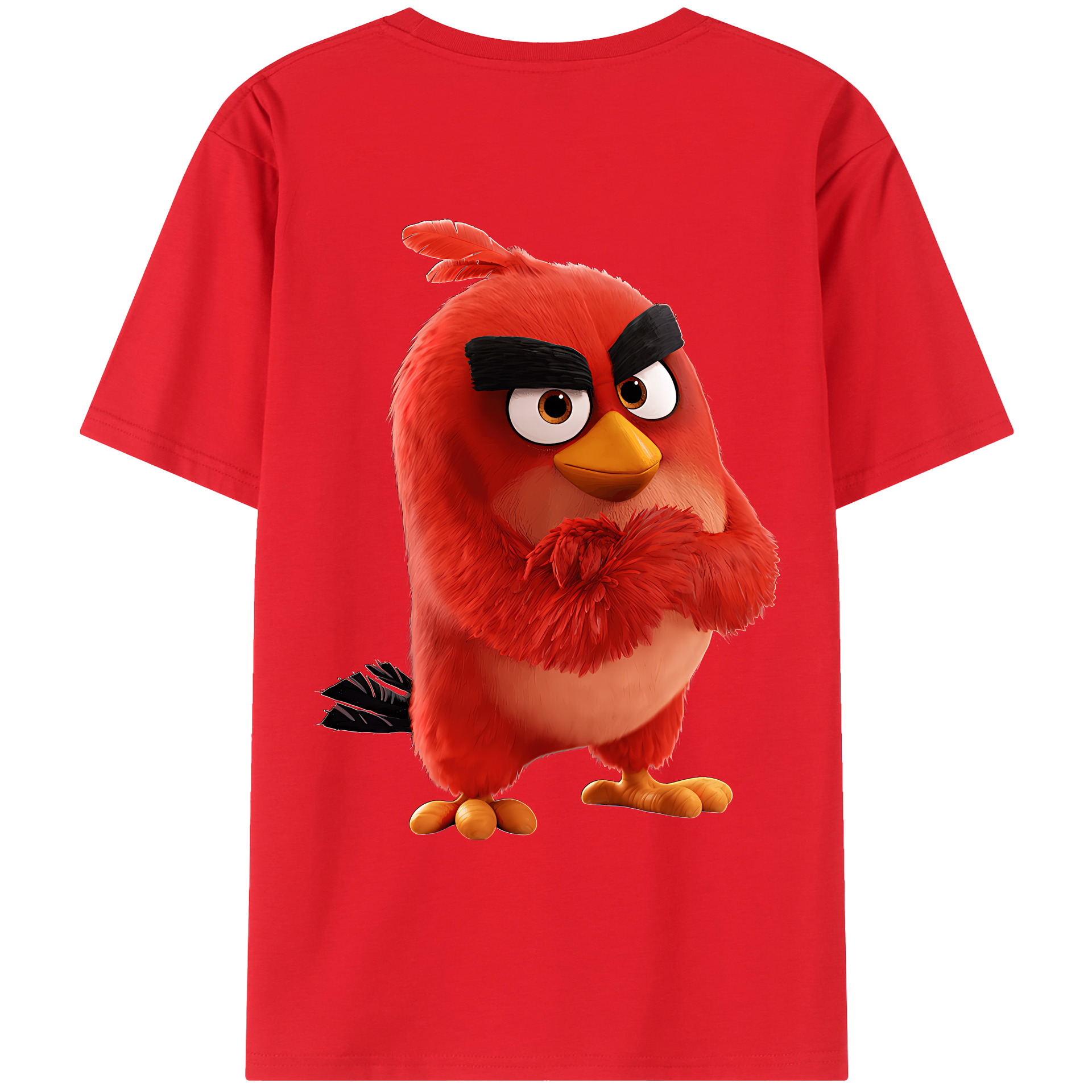 （画像用） Angry Birds アングリーバード 綿100％ メンズ半袖Tシャツ（バックプリント） 通気性