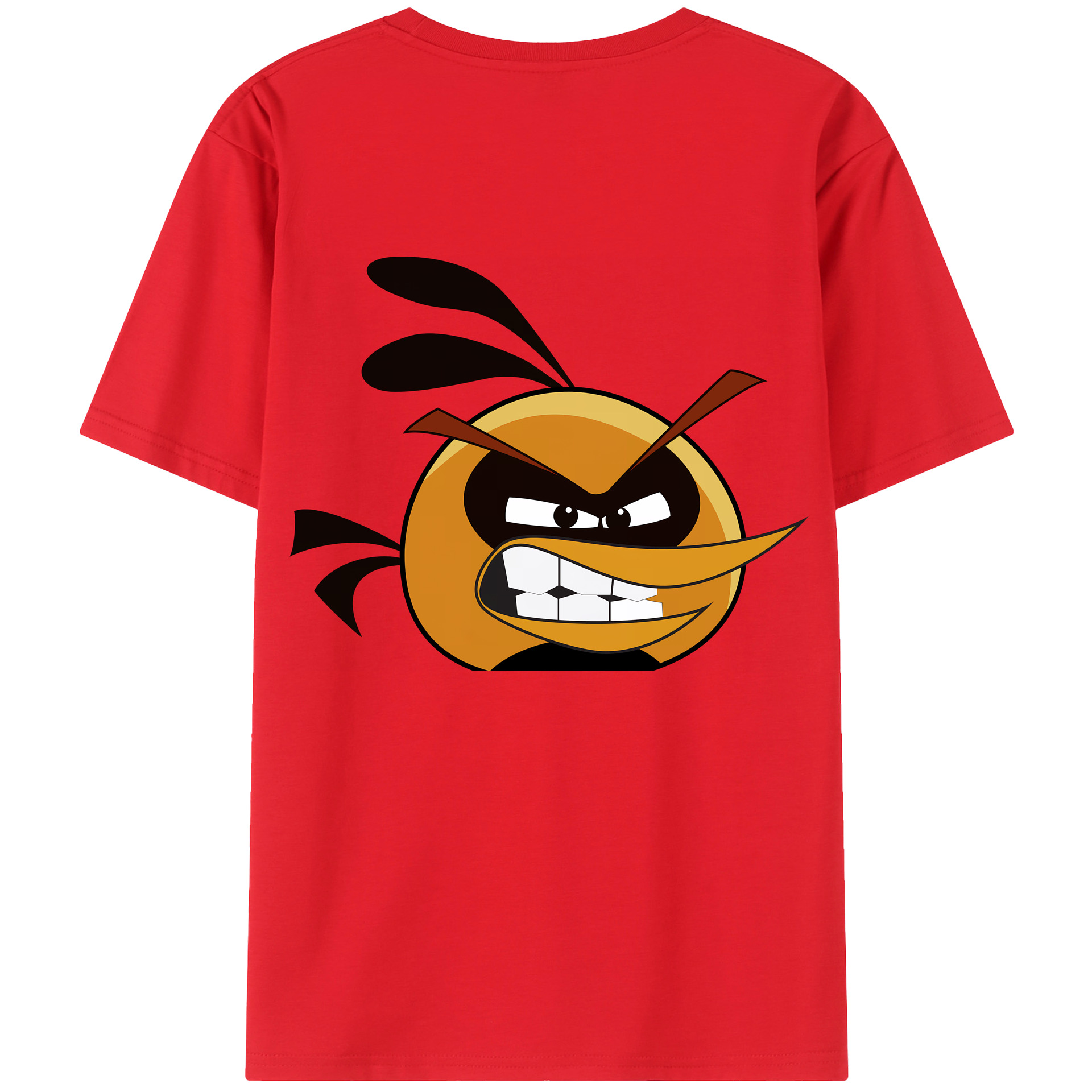 （画像用） Angry Birds アングリーバード 綿100％ メンズ半袖Tシャツ（バックプリント） 通気性