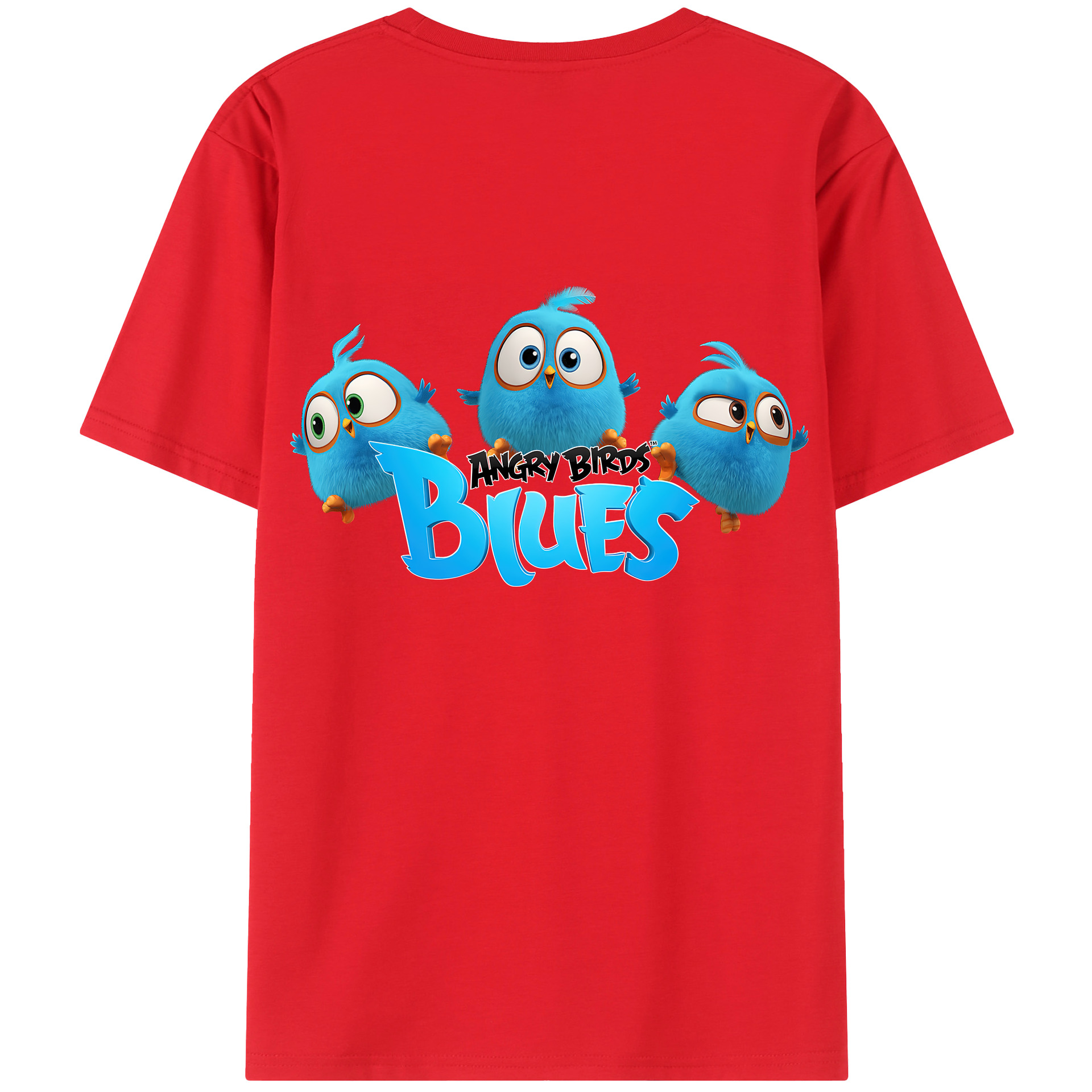 （画像用） Angry Birds アングリーバード 綿100％ メンズ半袖Tシャツ（バックプリント） 通気性