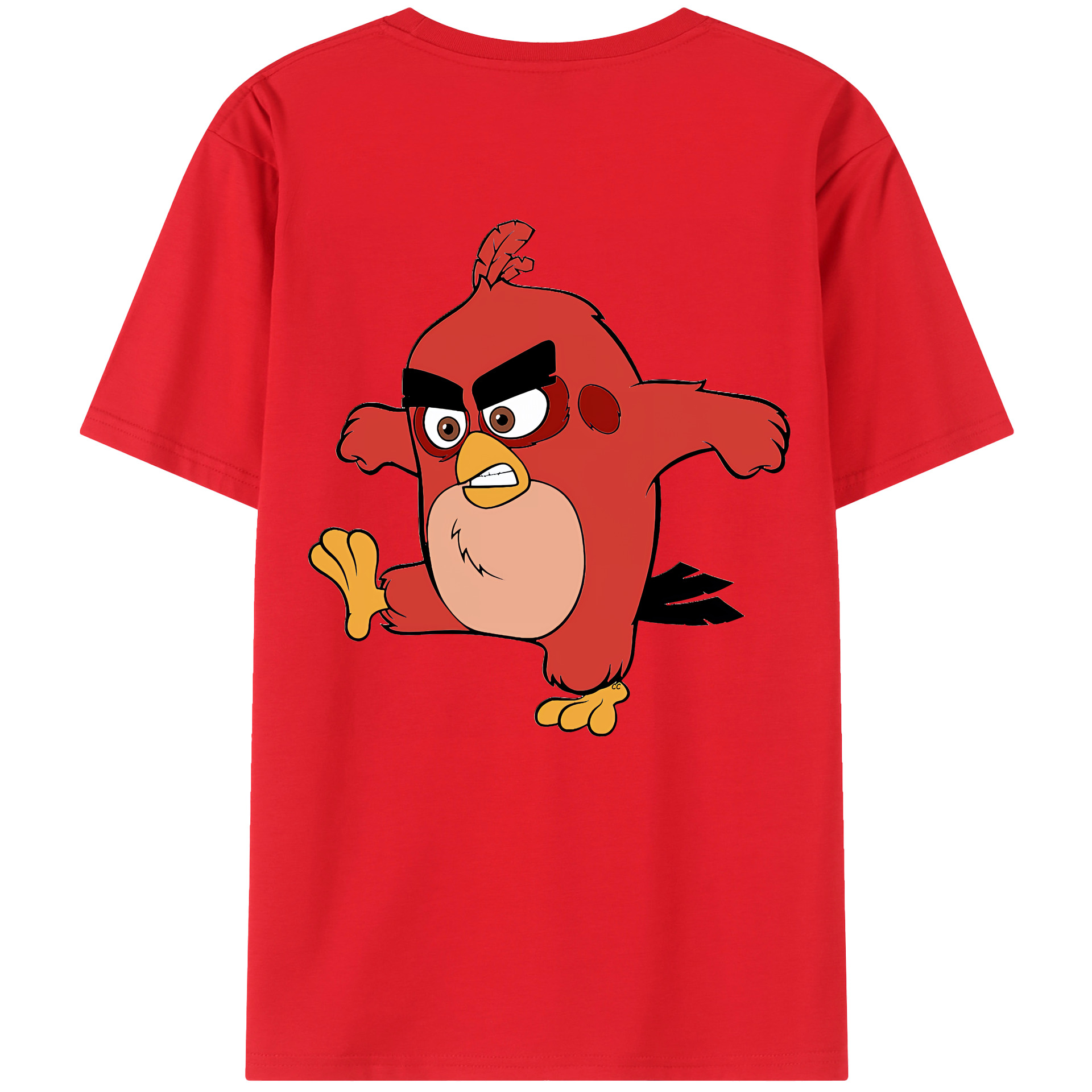 （画像用） Angry Birds アングリーバード 綿100％ メンズ半袖Tシャツ（バックプリント） 通気性