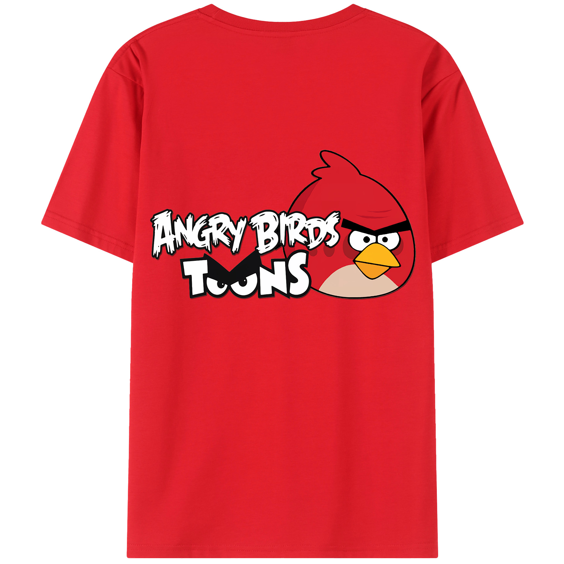 （画像用） Angry Birds アングリーバード 綿100％ メンズ半袖Tシャツ（バックプリント） 通気性