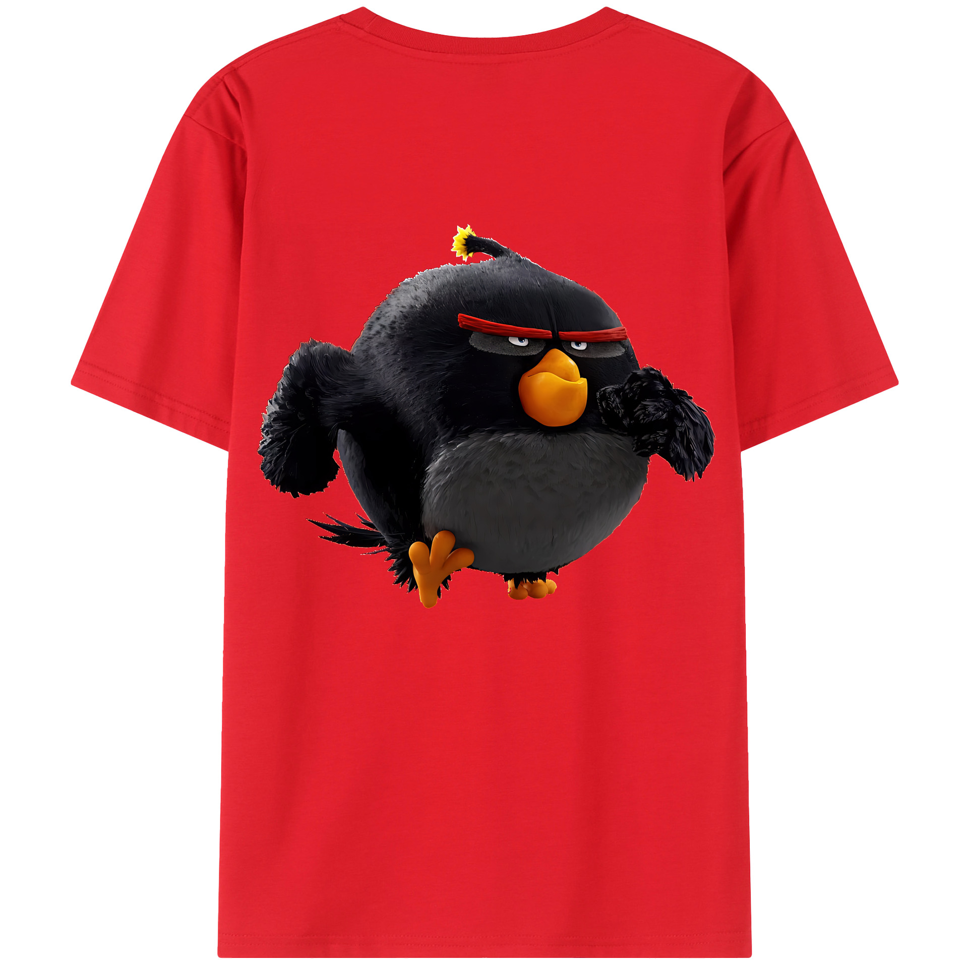 （画像用） Angry Birds アングリーバード 綿100％ メンズ半袖Tシャツ（バックプリント） 通気性