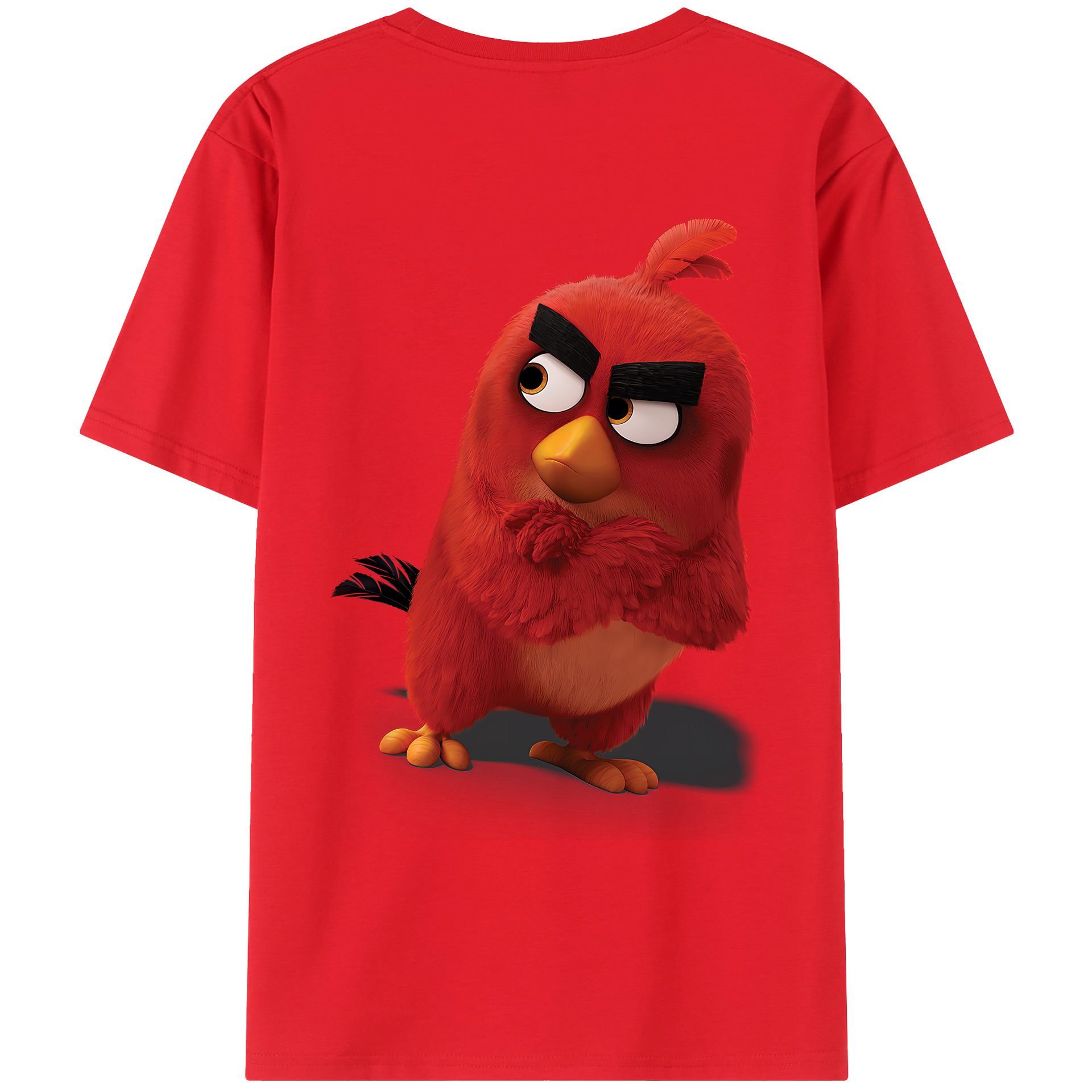 （画像用） Angry Birds アングリーバード 綿100％ メンズ半袖Tシャツ（バックプリント） 通気性