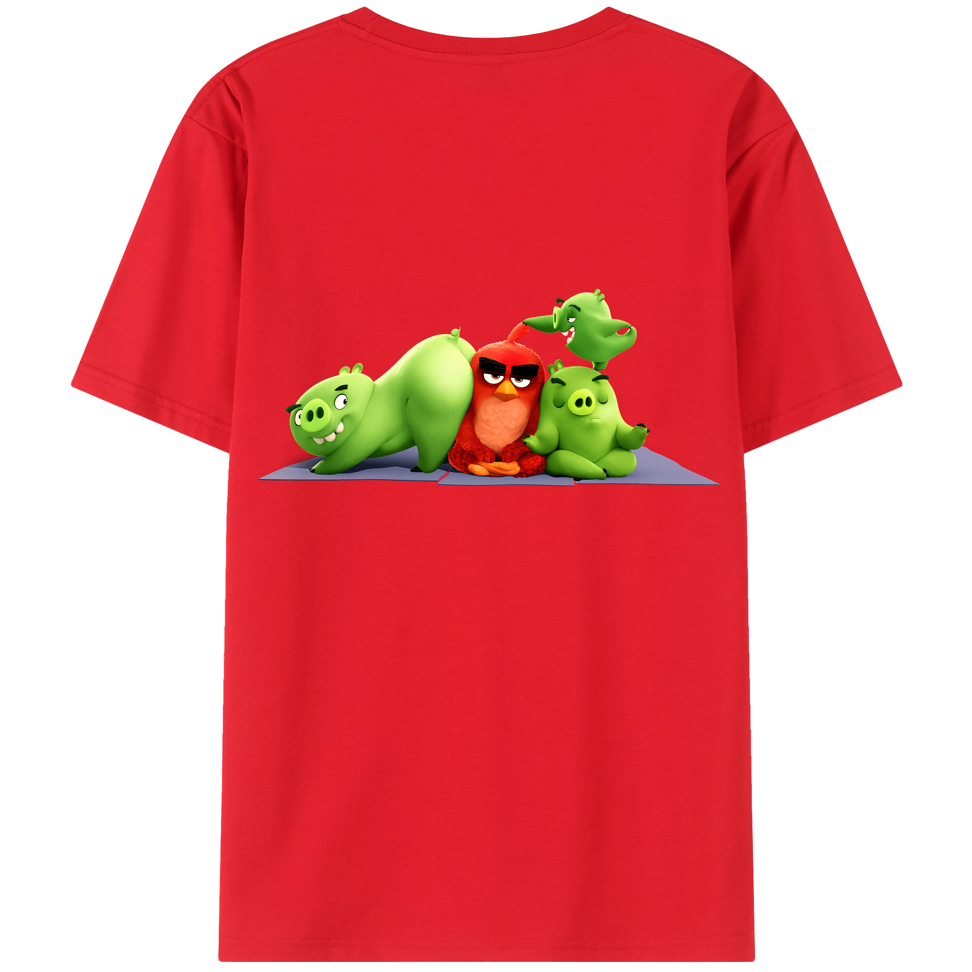 （画像用） Angry Birds アングリーバード 綿100％ メンズ半袖Tシャツ（バックプリント） 通気性