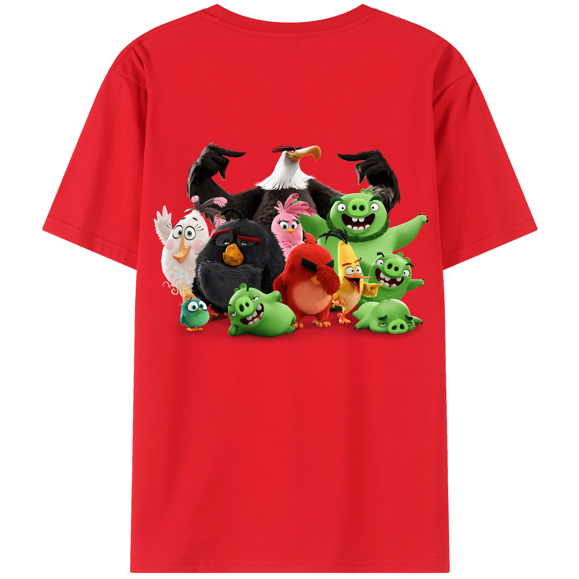 （画像用） Angry Birds アングリーバード 綿100％ メンズ半袖Tシャツ（バックプリント） 通気性