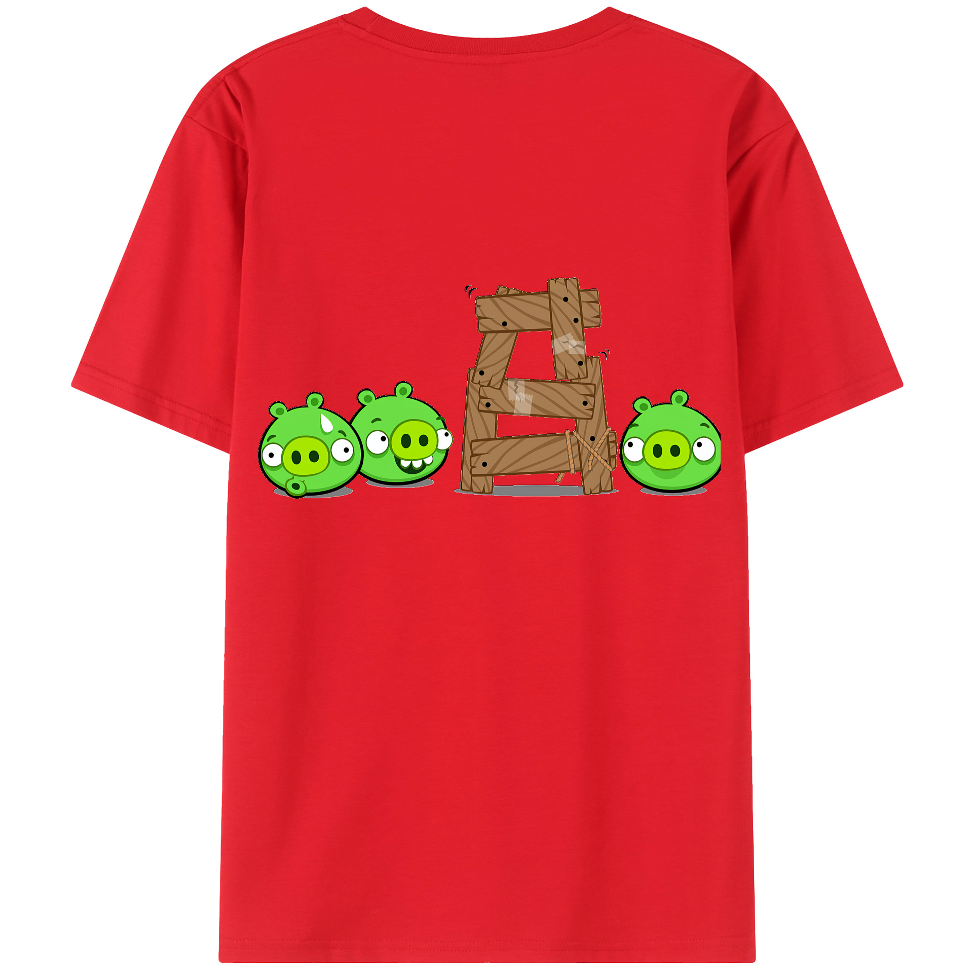 （画像用） Angry Birds アングリーバード 綿100％ メンズ半袖Tシャツ（バックプリント） 通気性