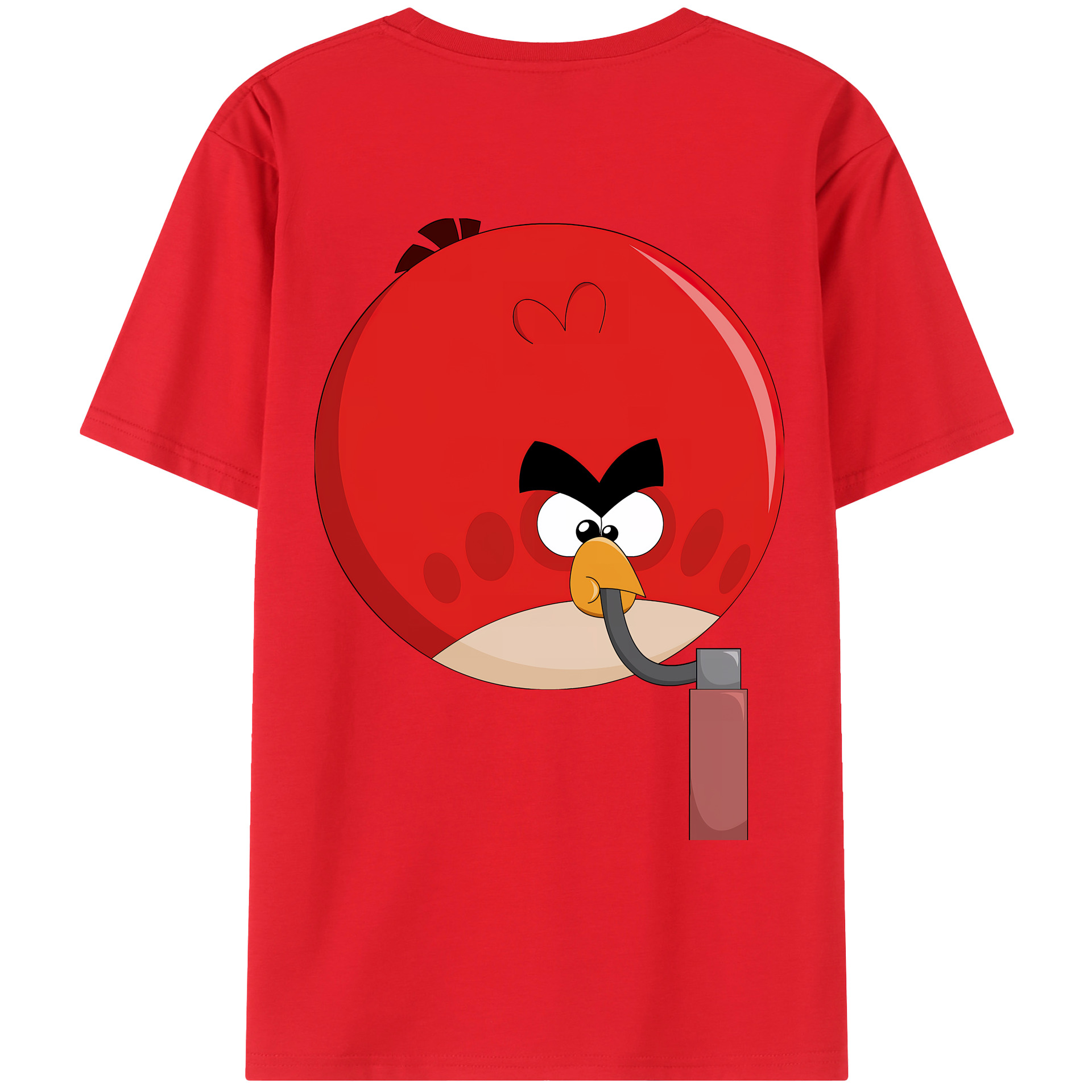 （画像用） Angry Birds アングリーバード 綿100％ メンズ半袖Tシャツ（バックプリント） 通気性