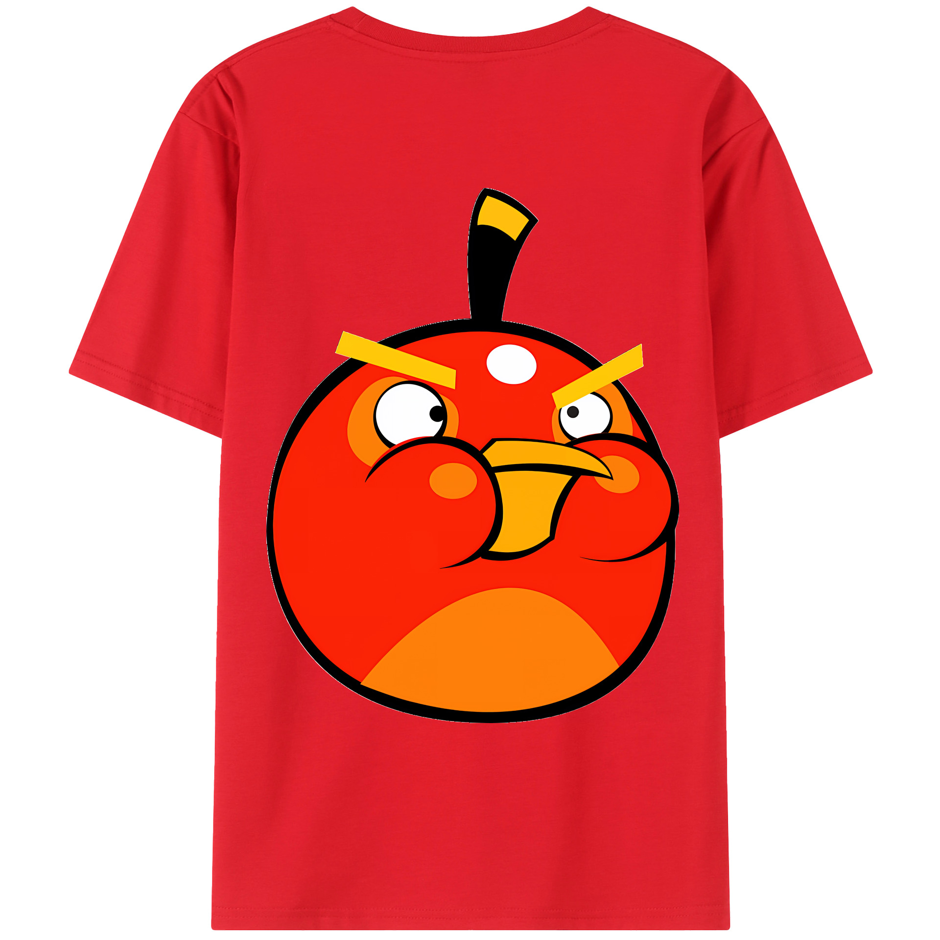 （画像用） Angry Birds アングリーバード 綿100％ メンズ半袖Tシャツ（バックプリント） 通気性