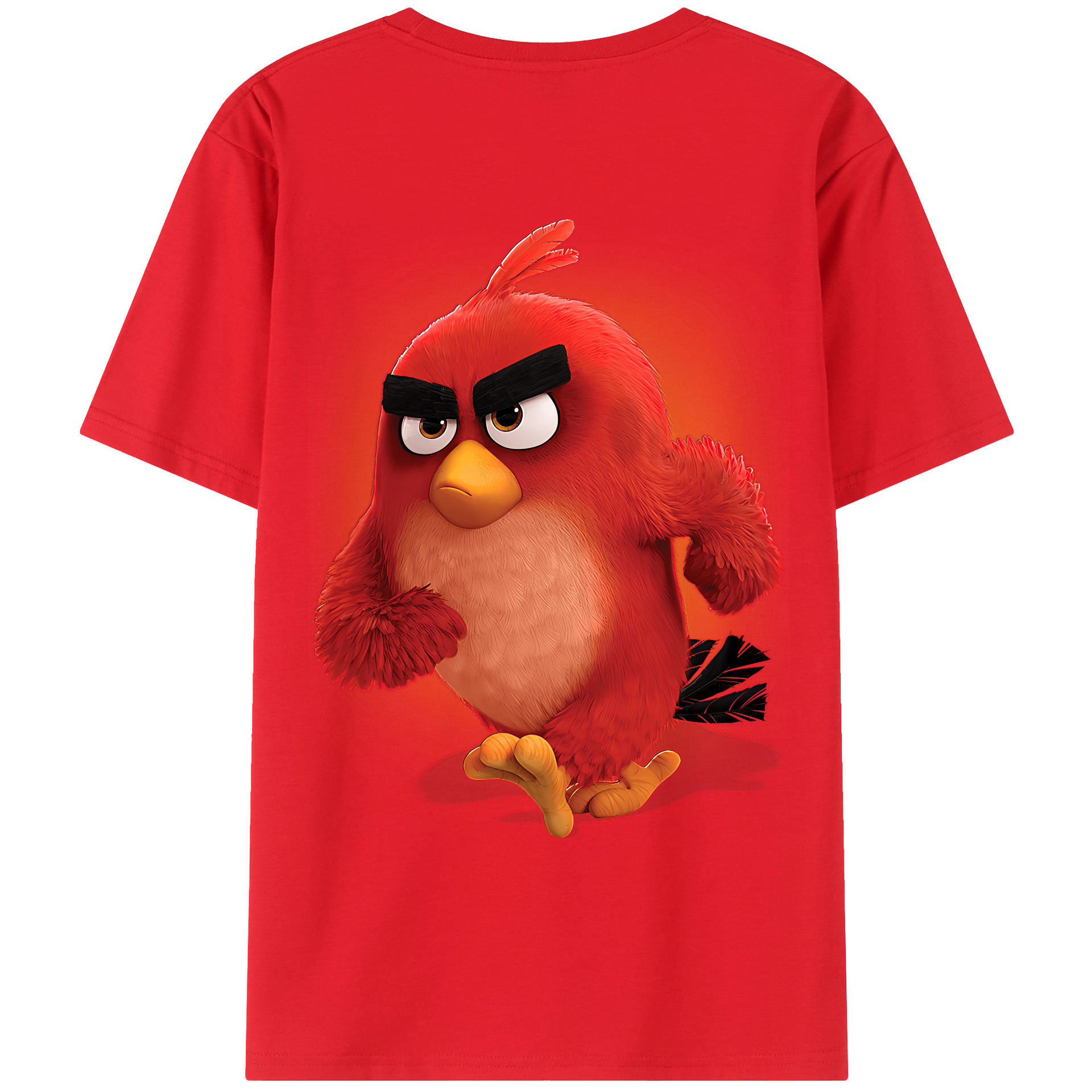 （画像用） Angry Birds アングリーバード 綿100％ メンズ半袖Tシャツ（バックプリント） 通気性